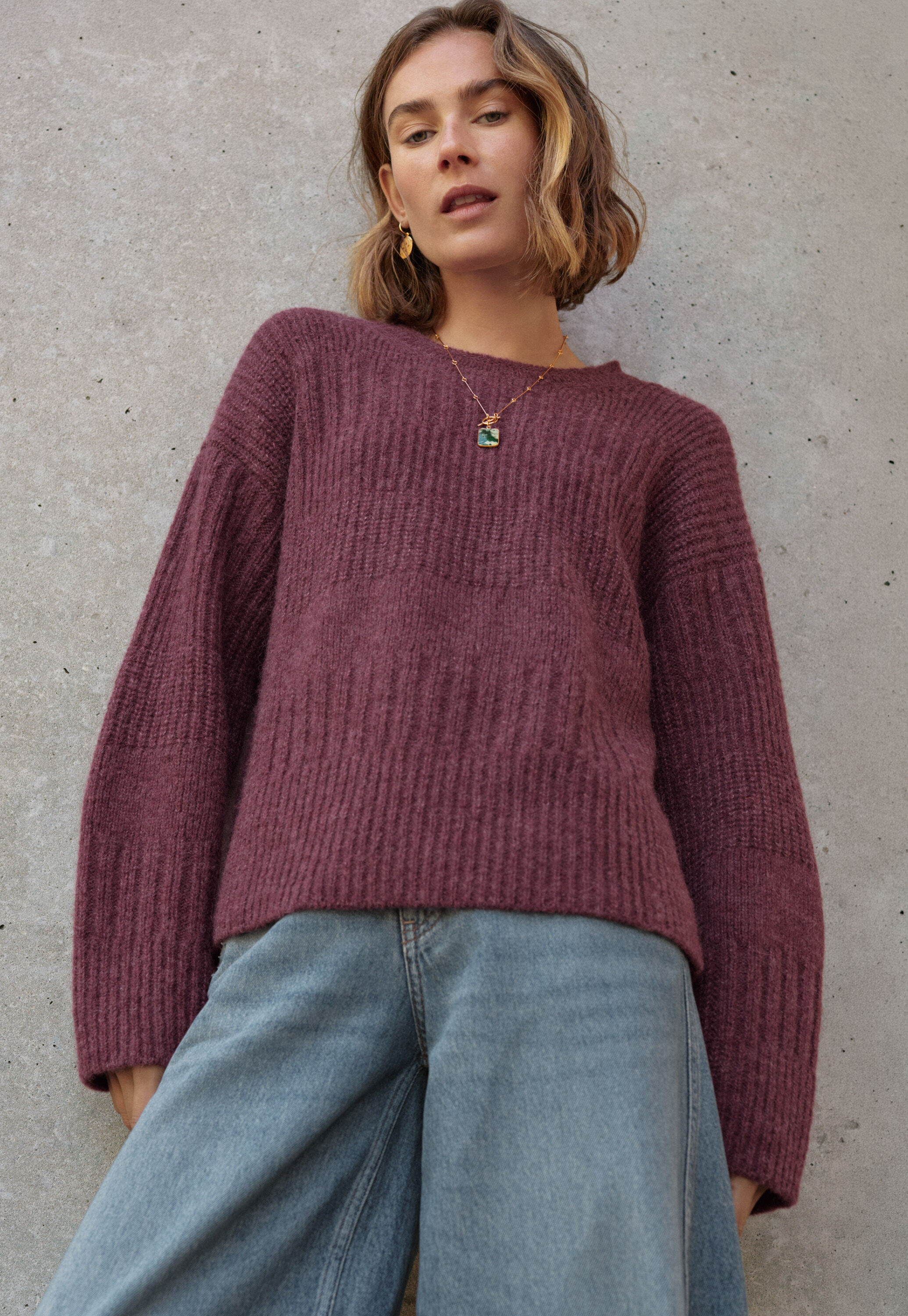 Ripppullover, Aubergine, large