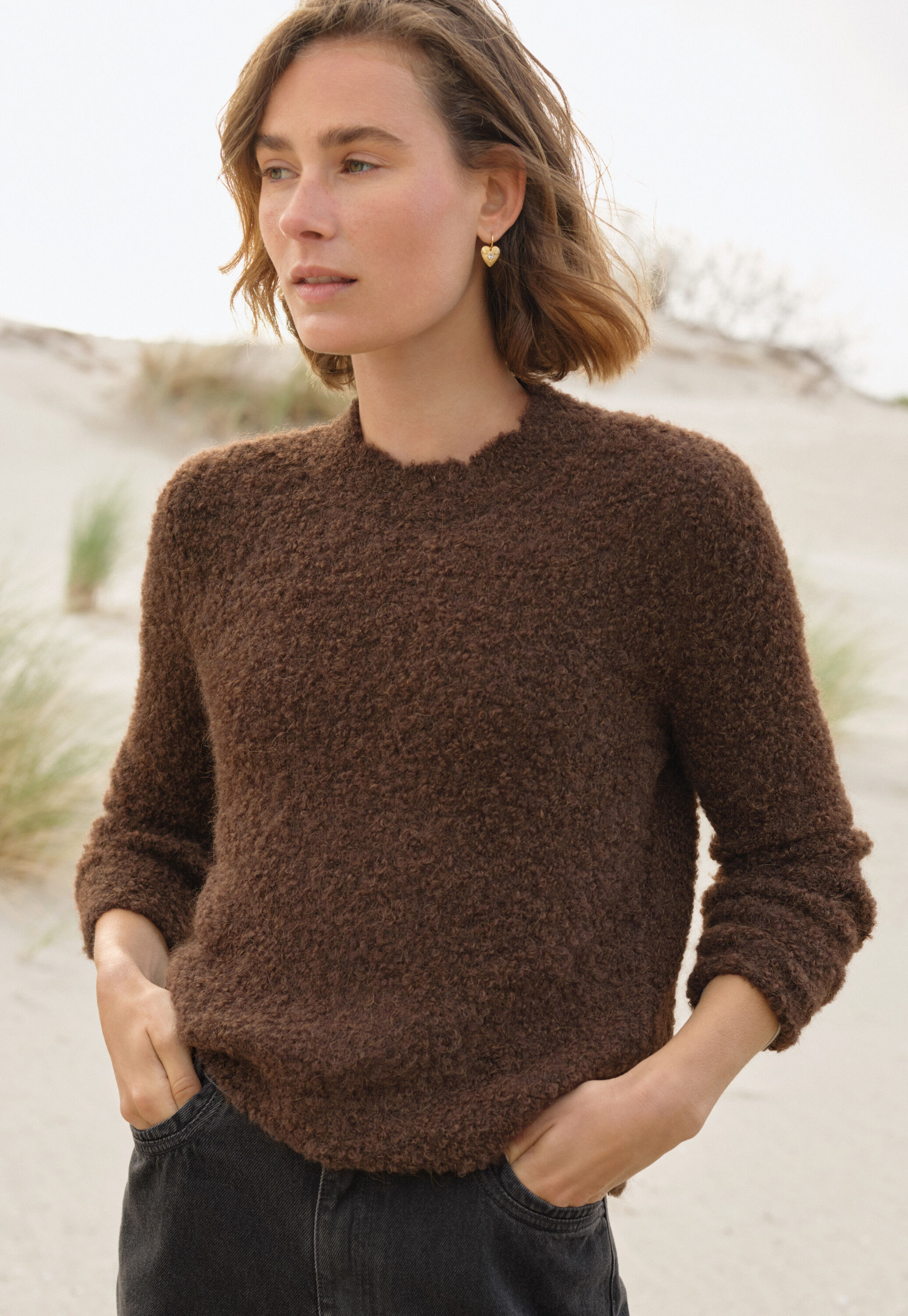 Spitzenmuster-Pullover