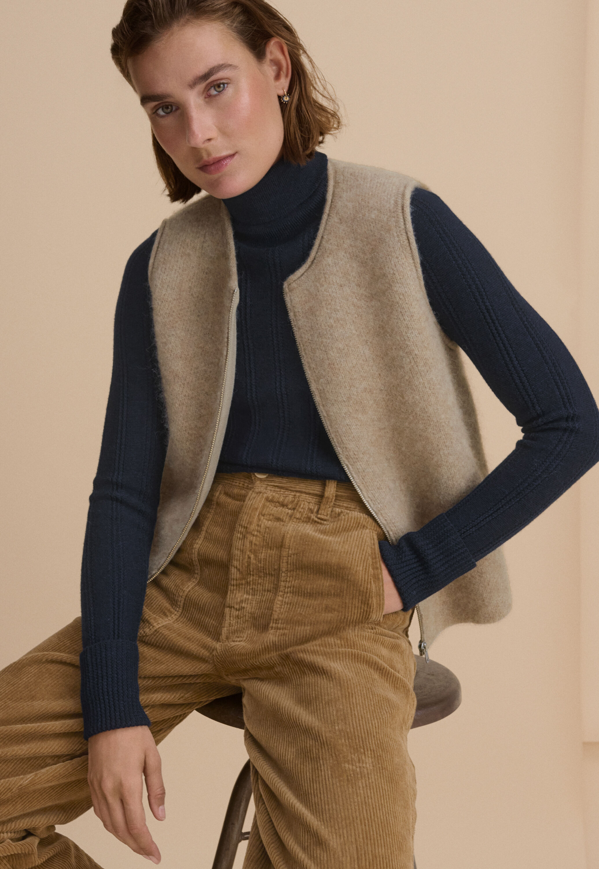 Strickweste, Rehbraun, large