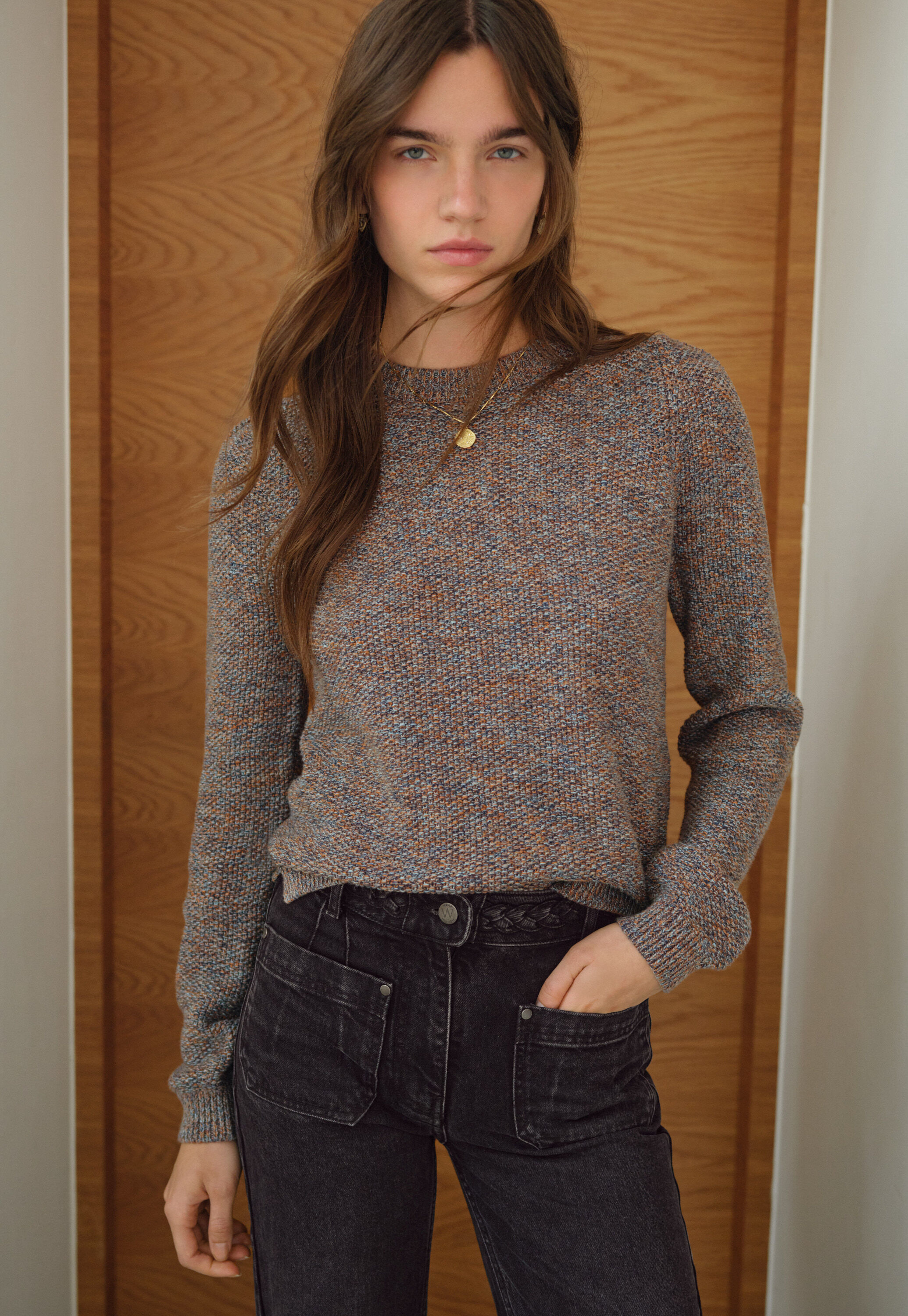 Spitzenmuster-Pullover