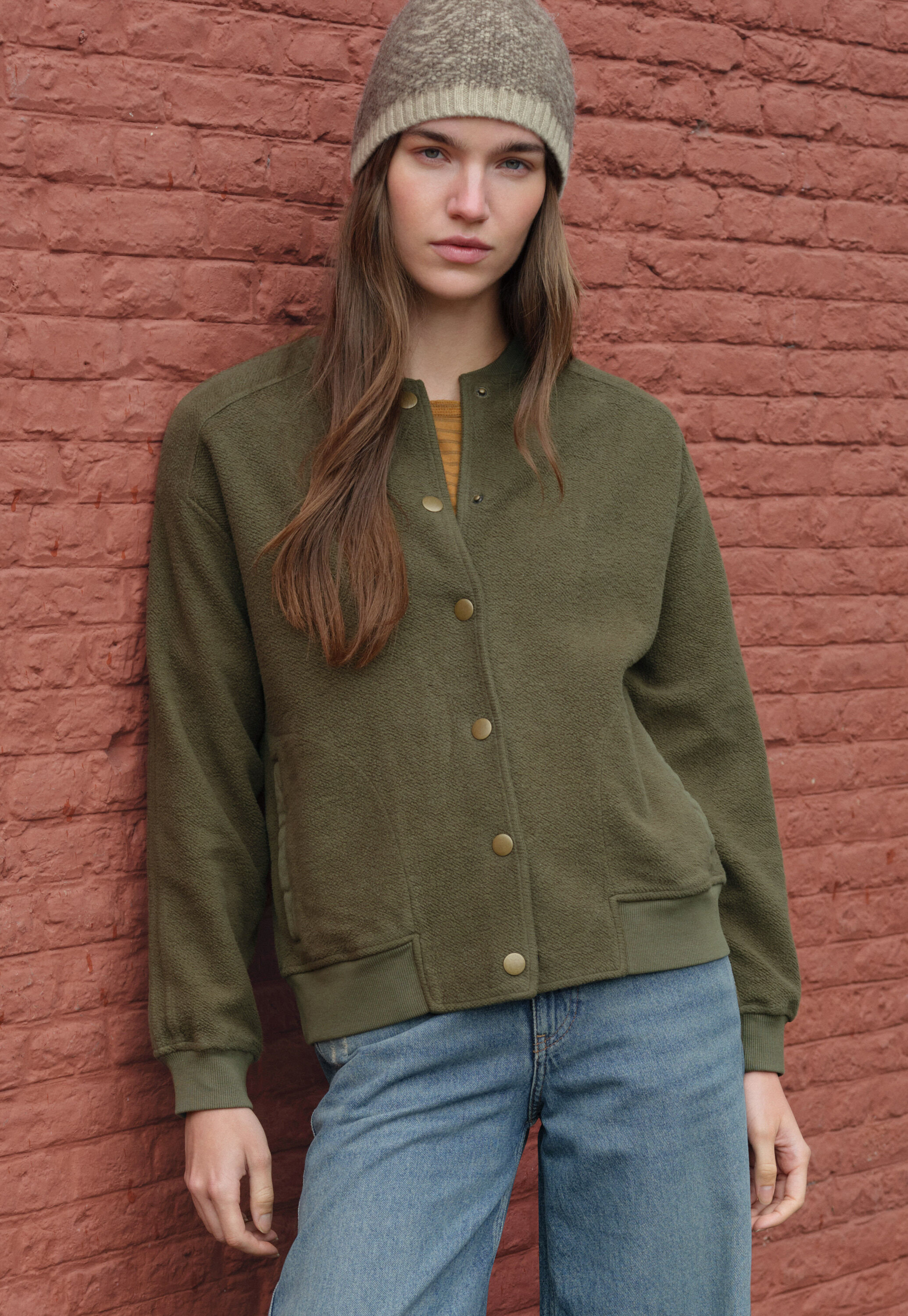 Jersey-Jacke, Moos, large