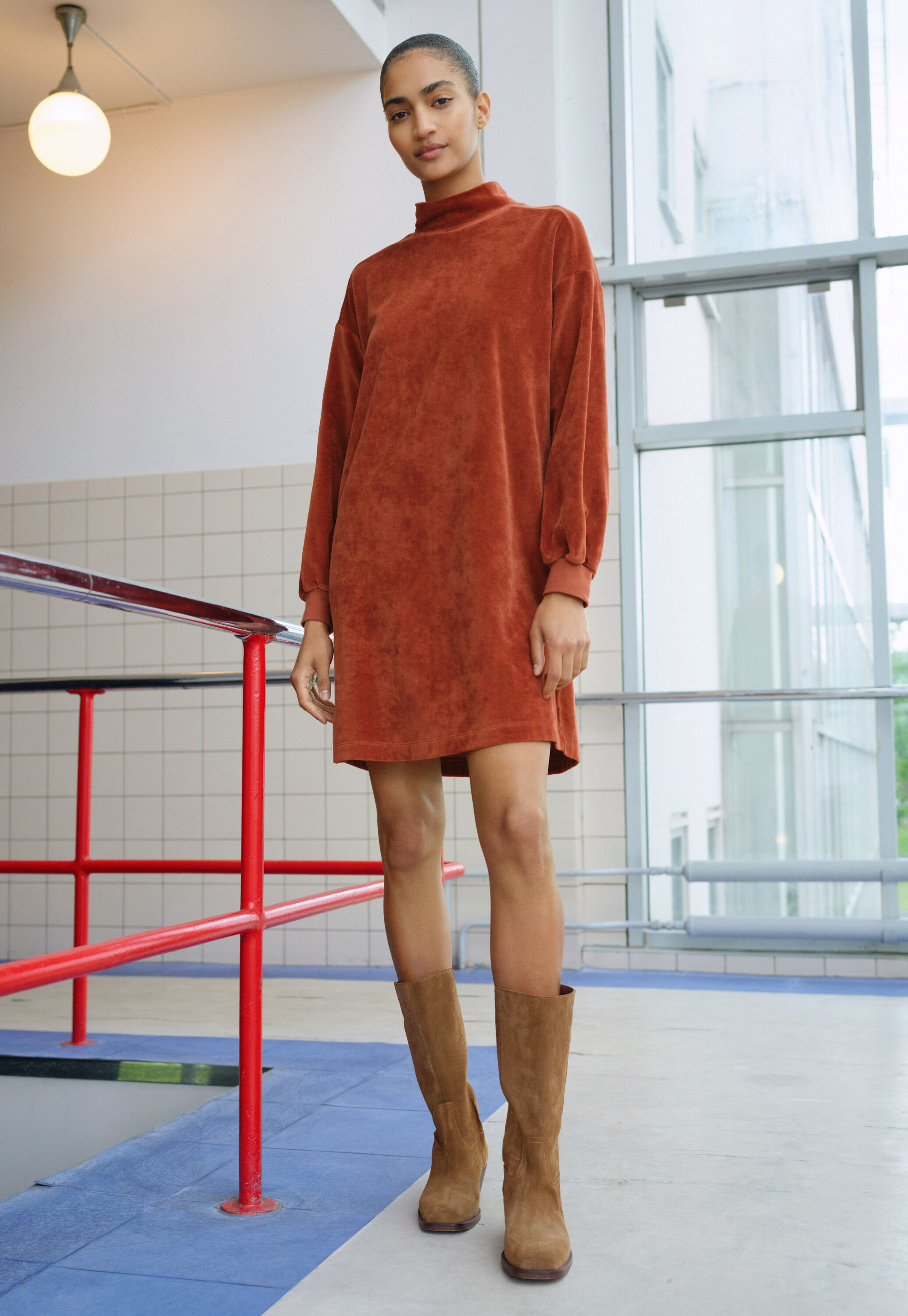 Sweatshirtkleid aus Jersey, Chili, large