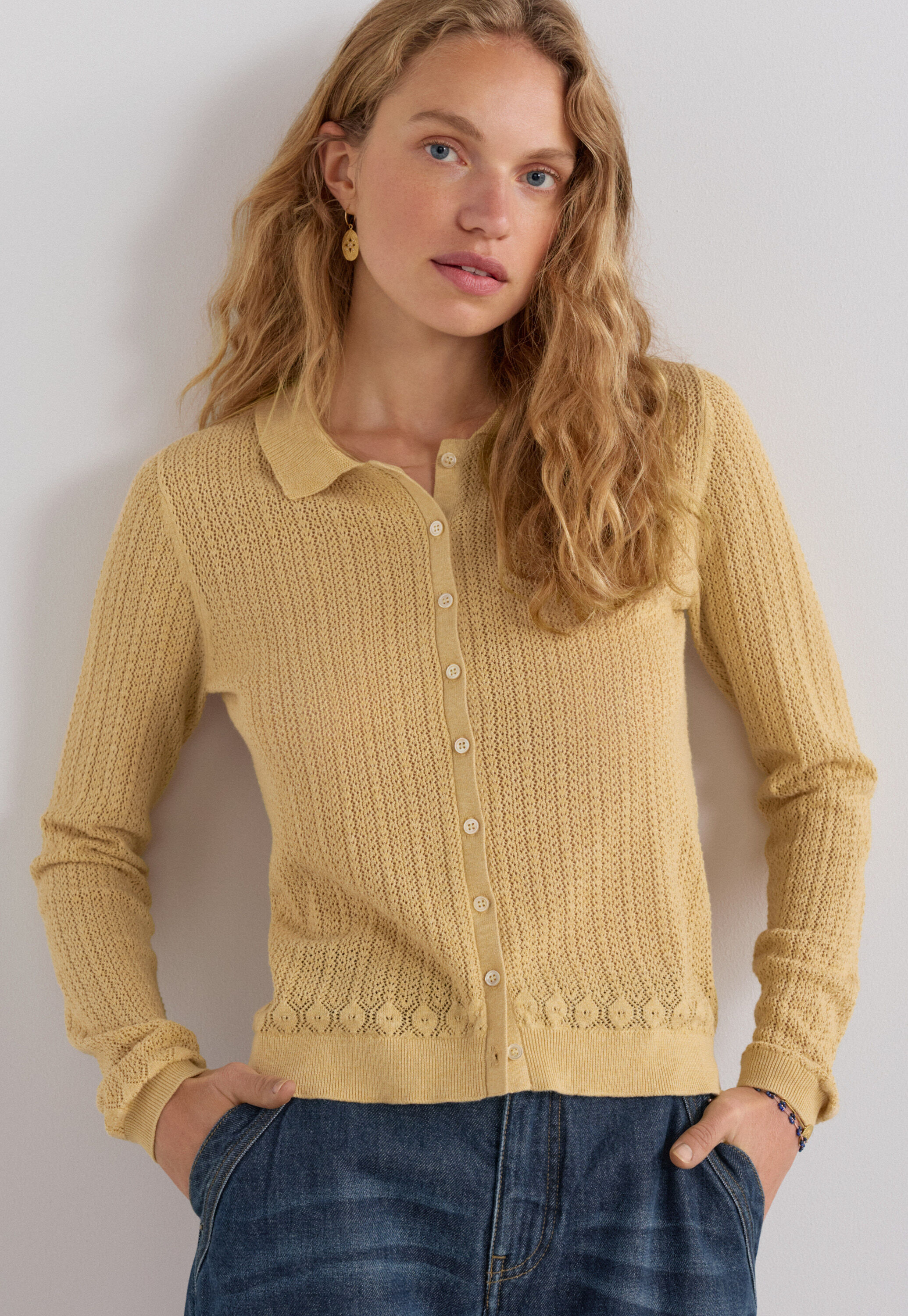 Spitzenmuster-Pullover