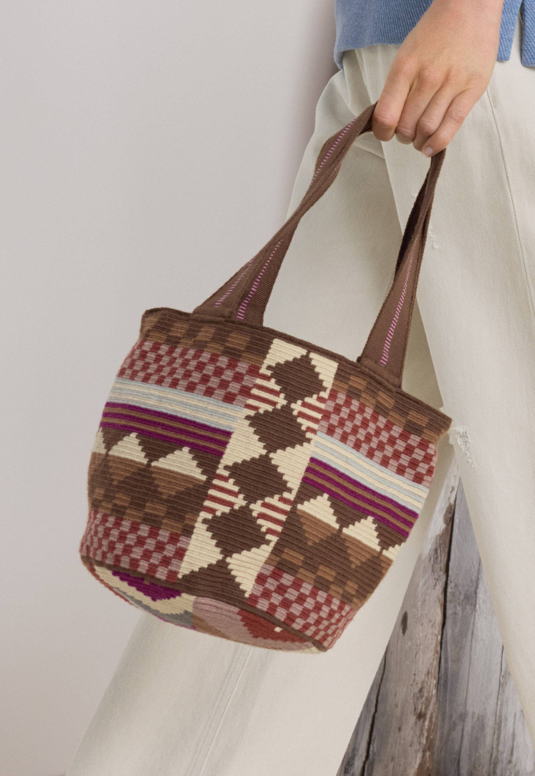 Gewebte Bucket-Bag, Kastanie, large