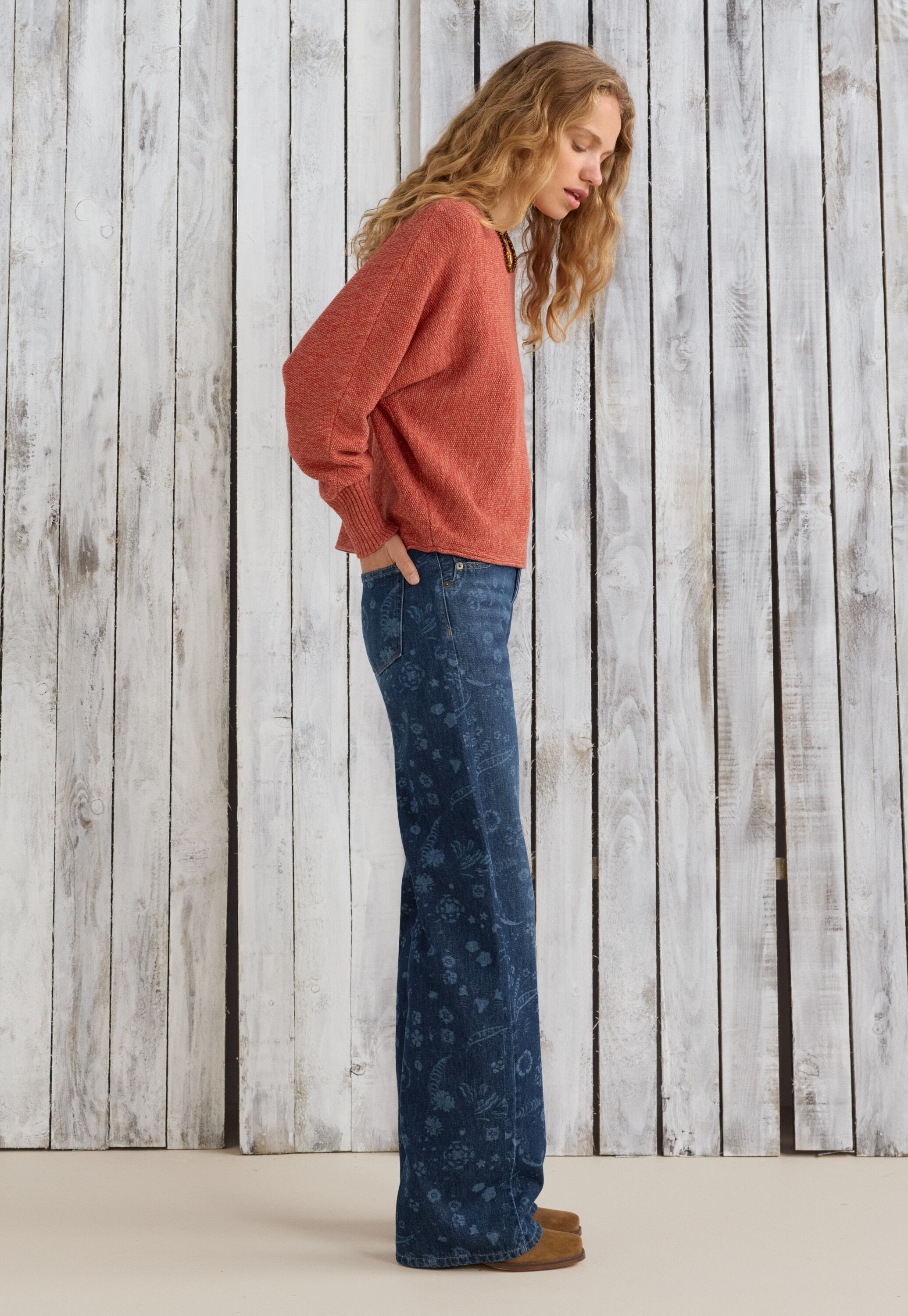 Perlmuster-Pullover, Zartes Rot, large