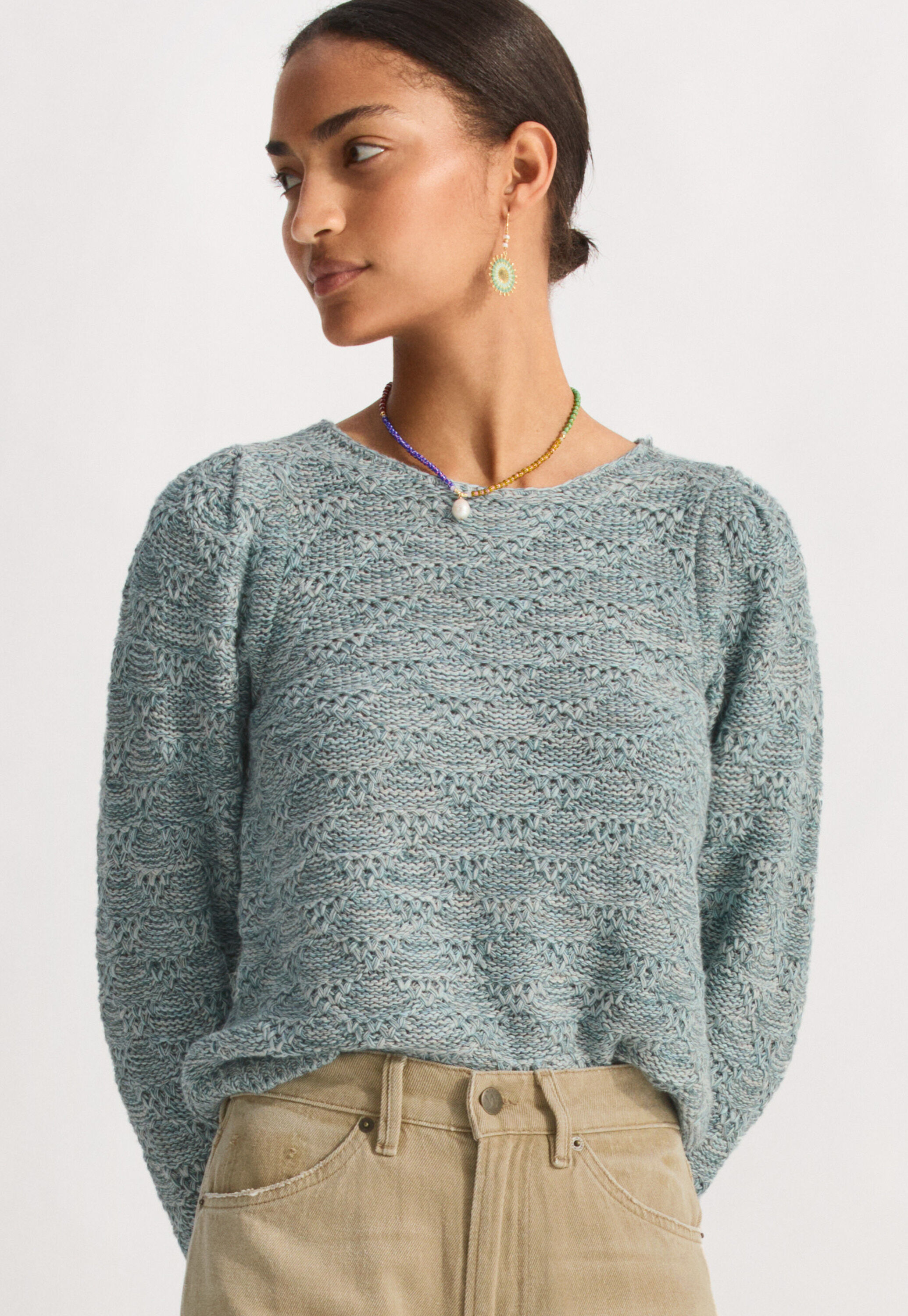 Spitzenmuster-Pullover