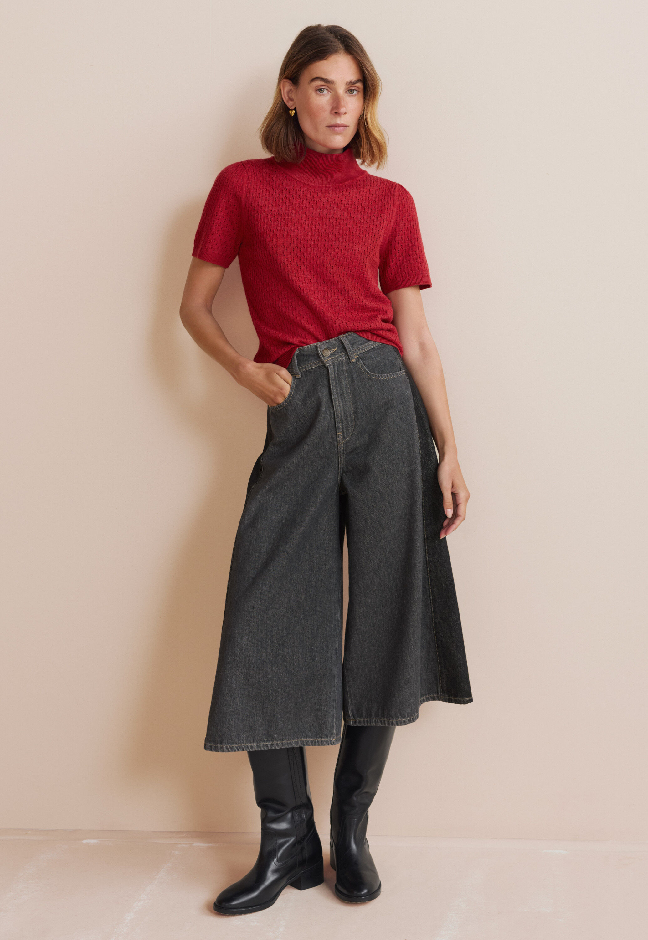 Denim Culotte, Graue Waschung, large