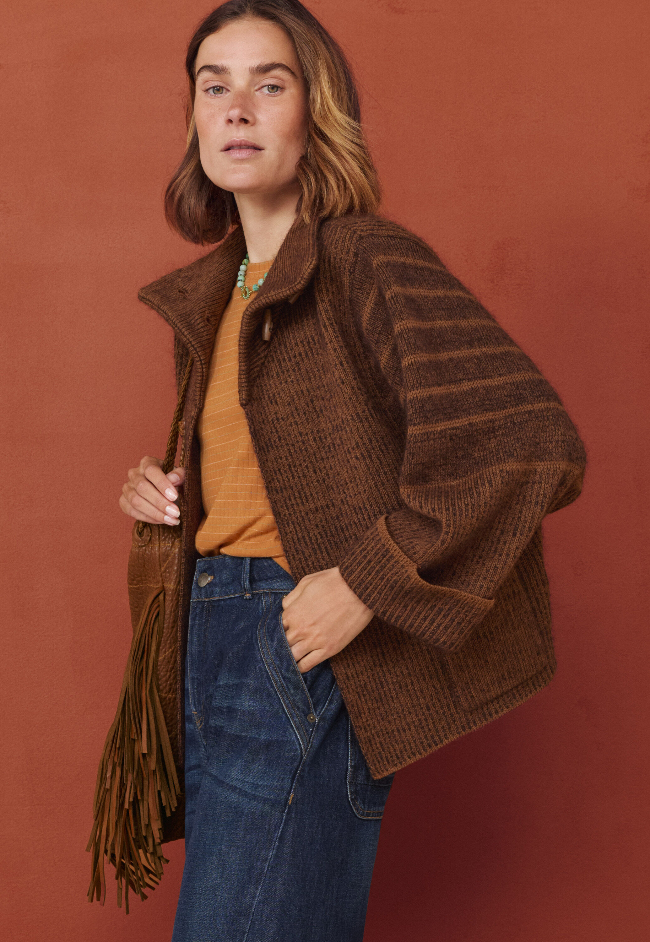 Strickjacke, Espresso, large