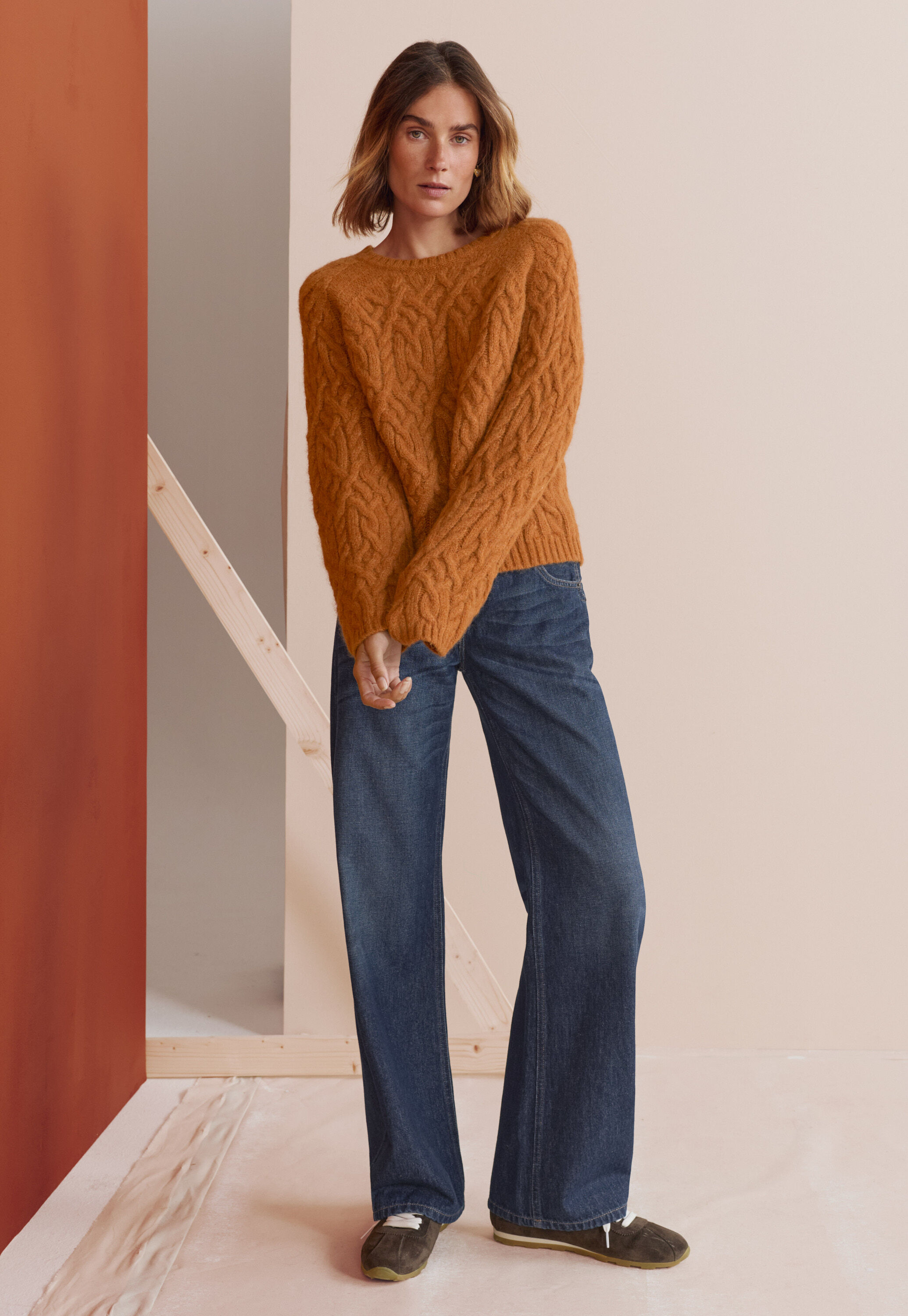 Zopfmuster-Pullover, Marmelade, large
