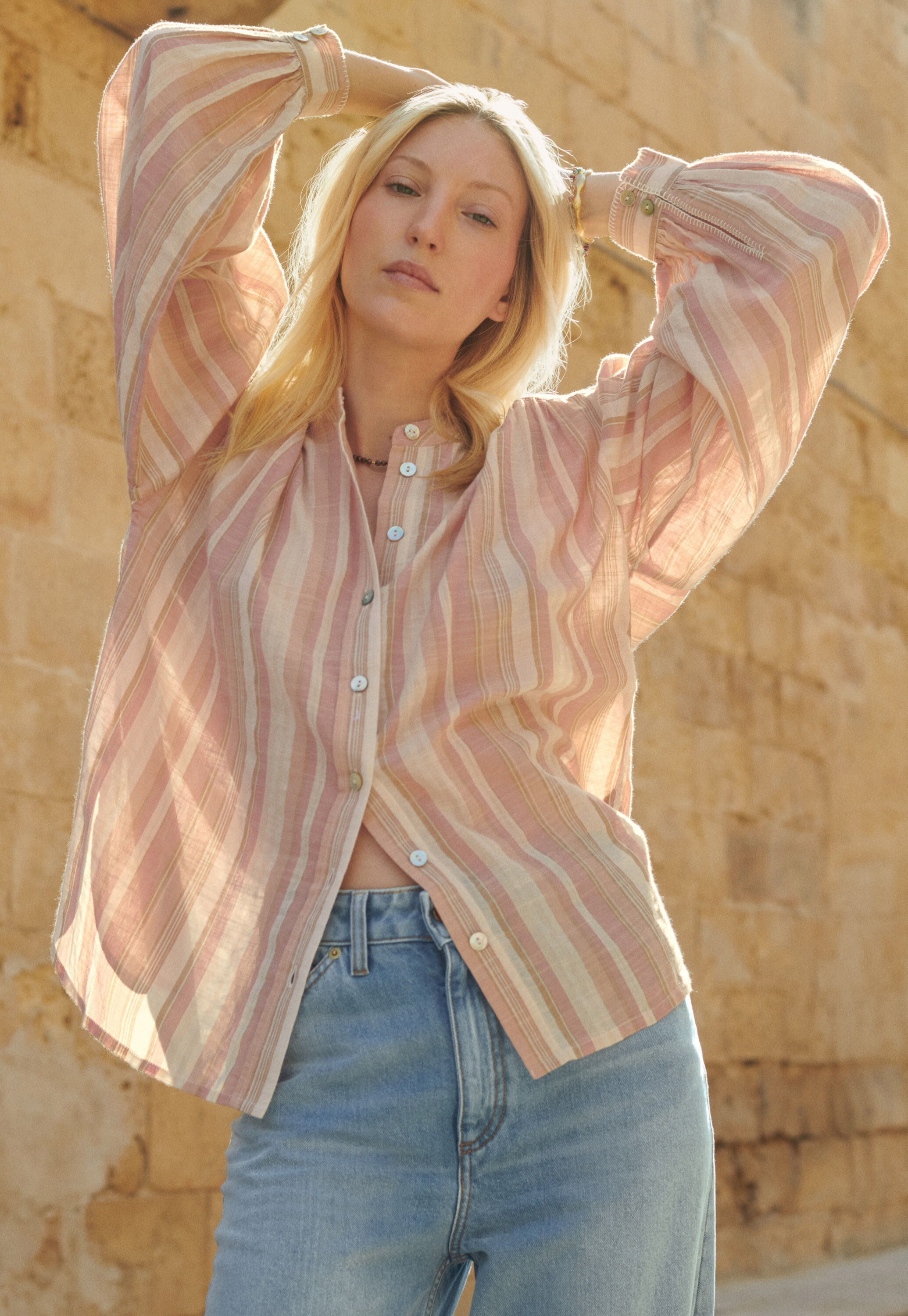 Gestreifte Bluse, Rosenpink, large