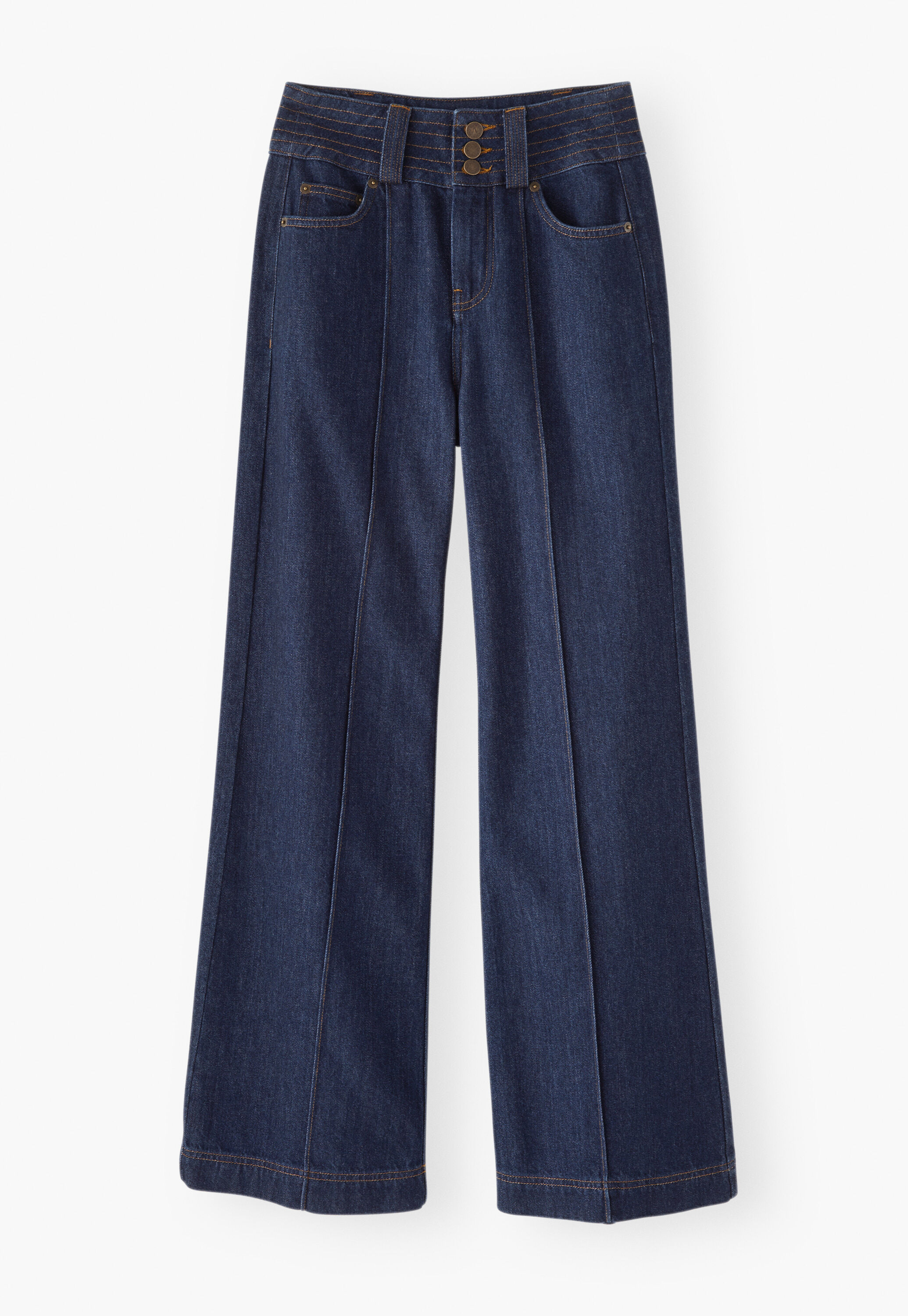 Flie&szlig;ende Jeans mit weitem Bein, Gesp&uuml;lte Waschung, large