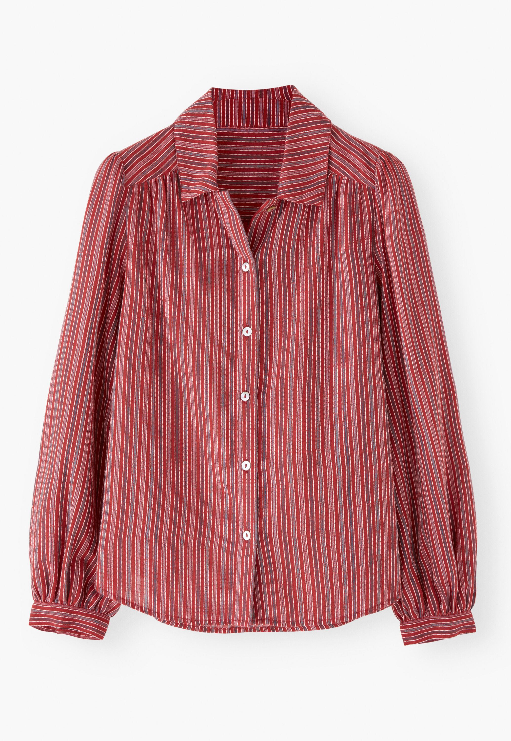 Gestreifte Bluse, Rubin, large