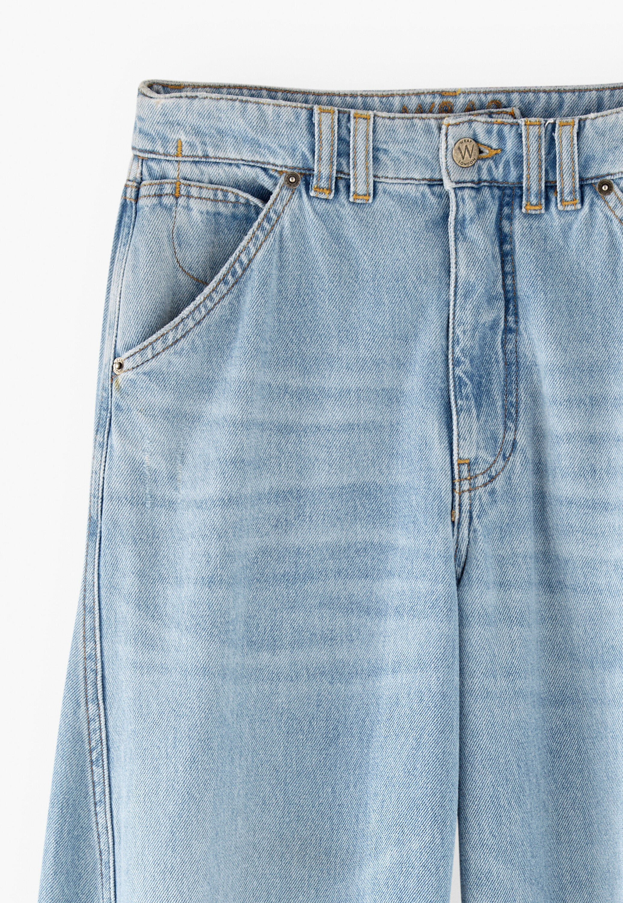 Jeans mit Nahtdetails, Blasse Waschung, large
