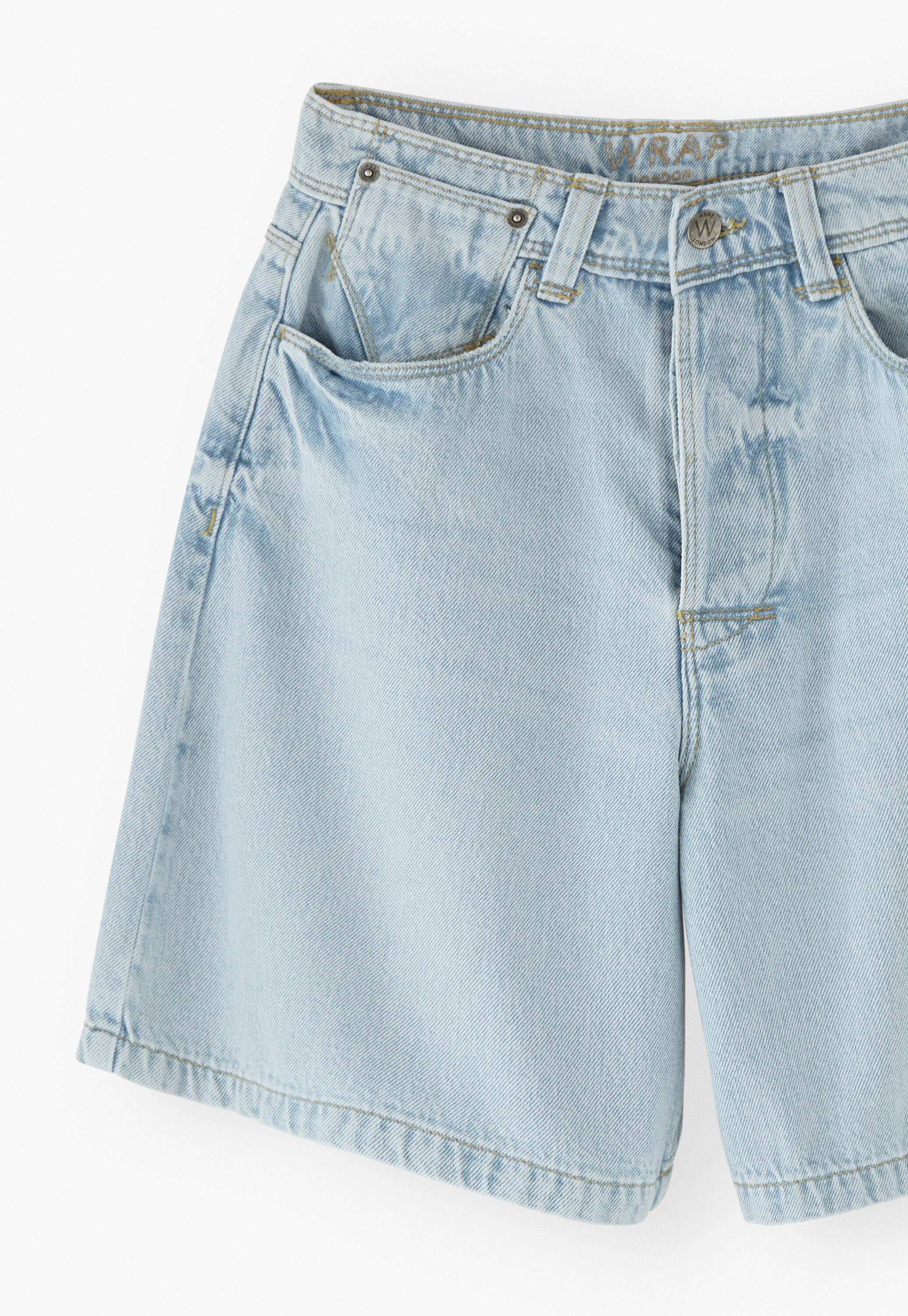 Denim-Shorts, Blasse Waschung, large