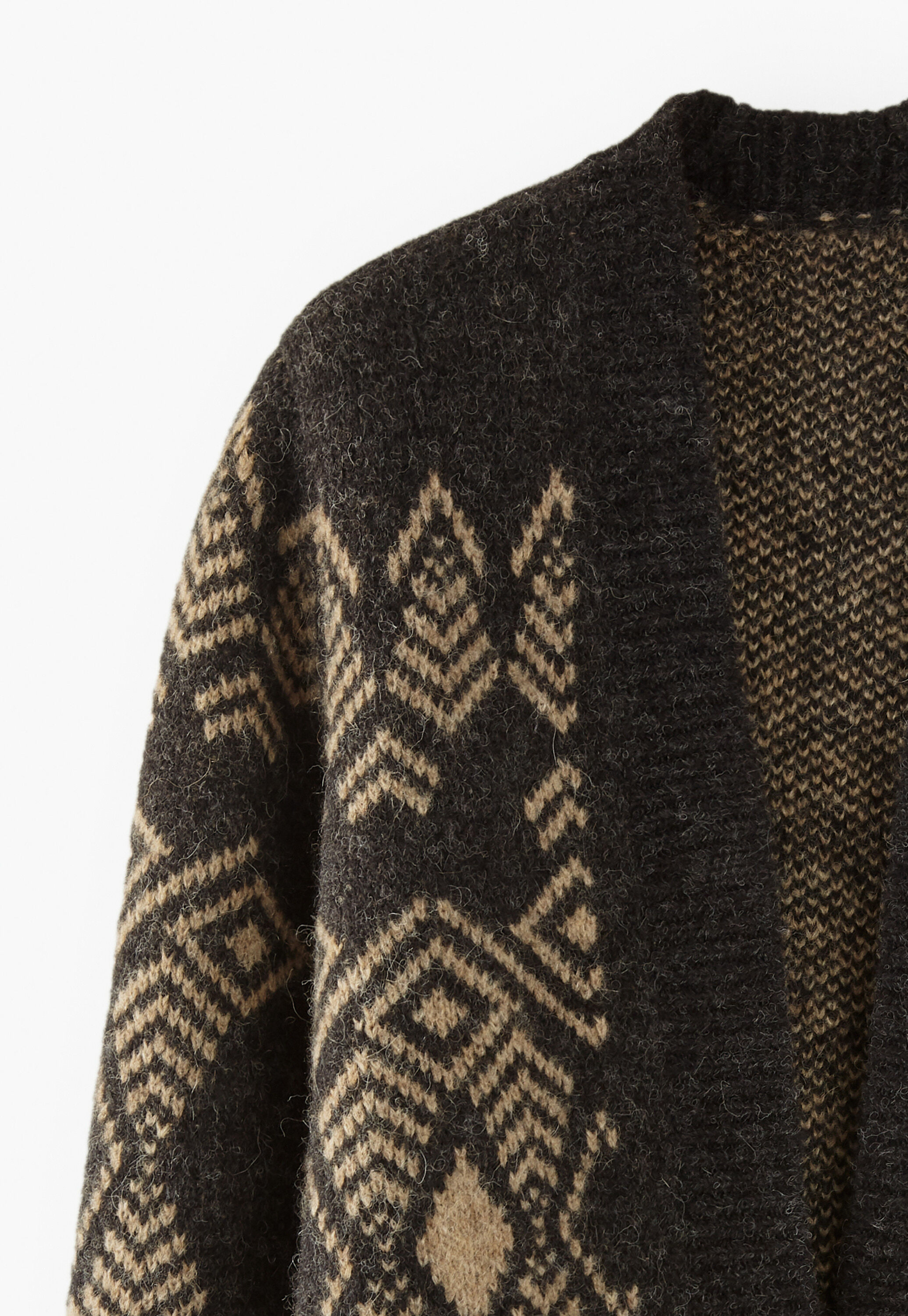 Langer Jacquard-Cardigan, Kohlschwarz/Sand, large