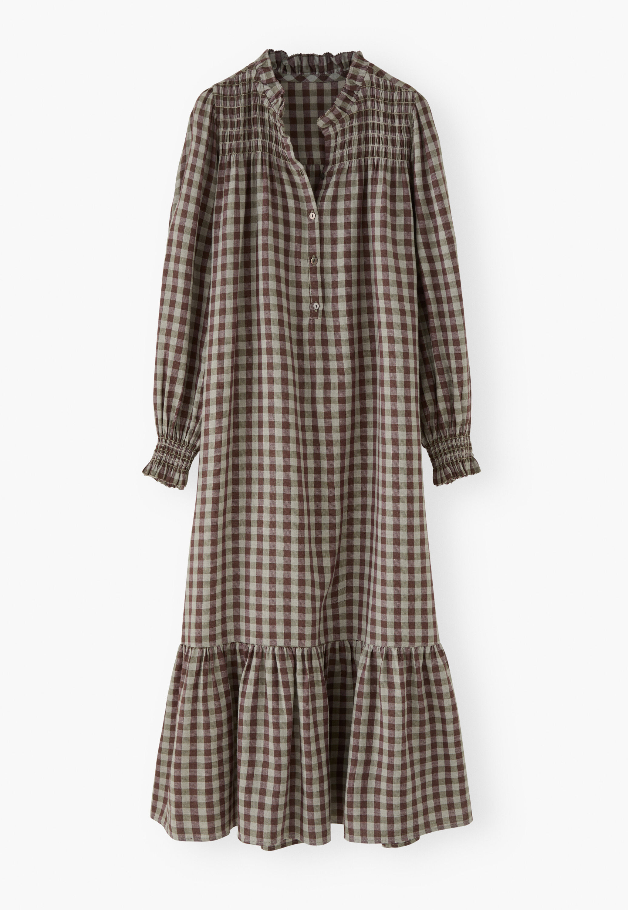 Kleid aus Lyocell, Baumwolle und Wolle, Salbei/Pflaume, large