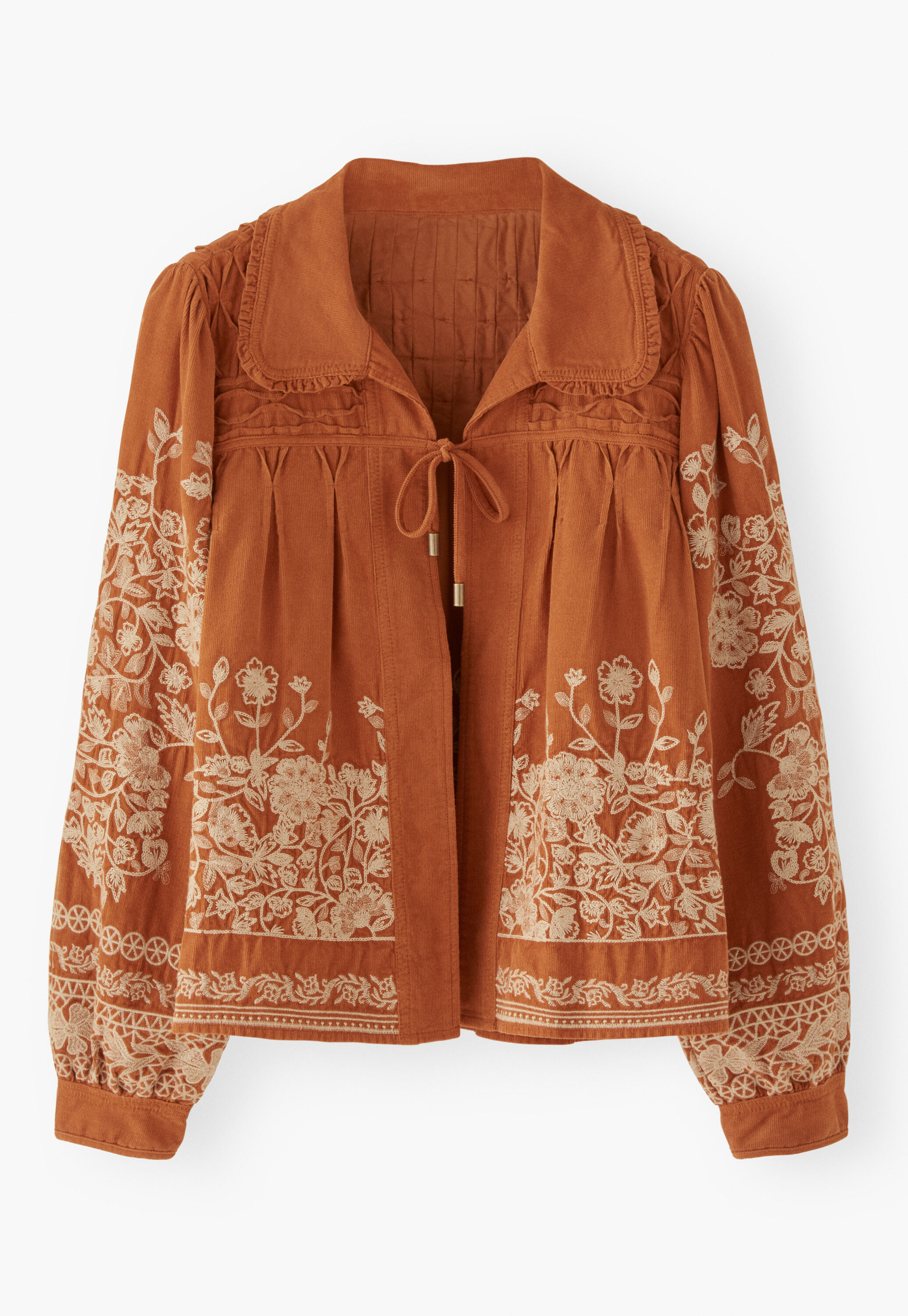 Bestickte Cordjacke, Rost, large