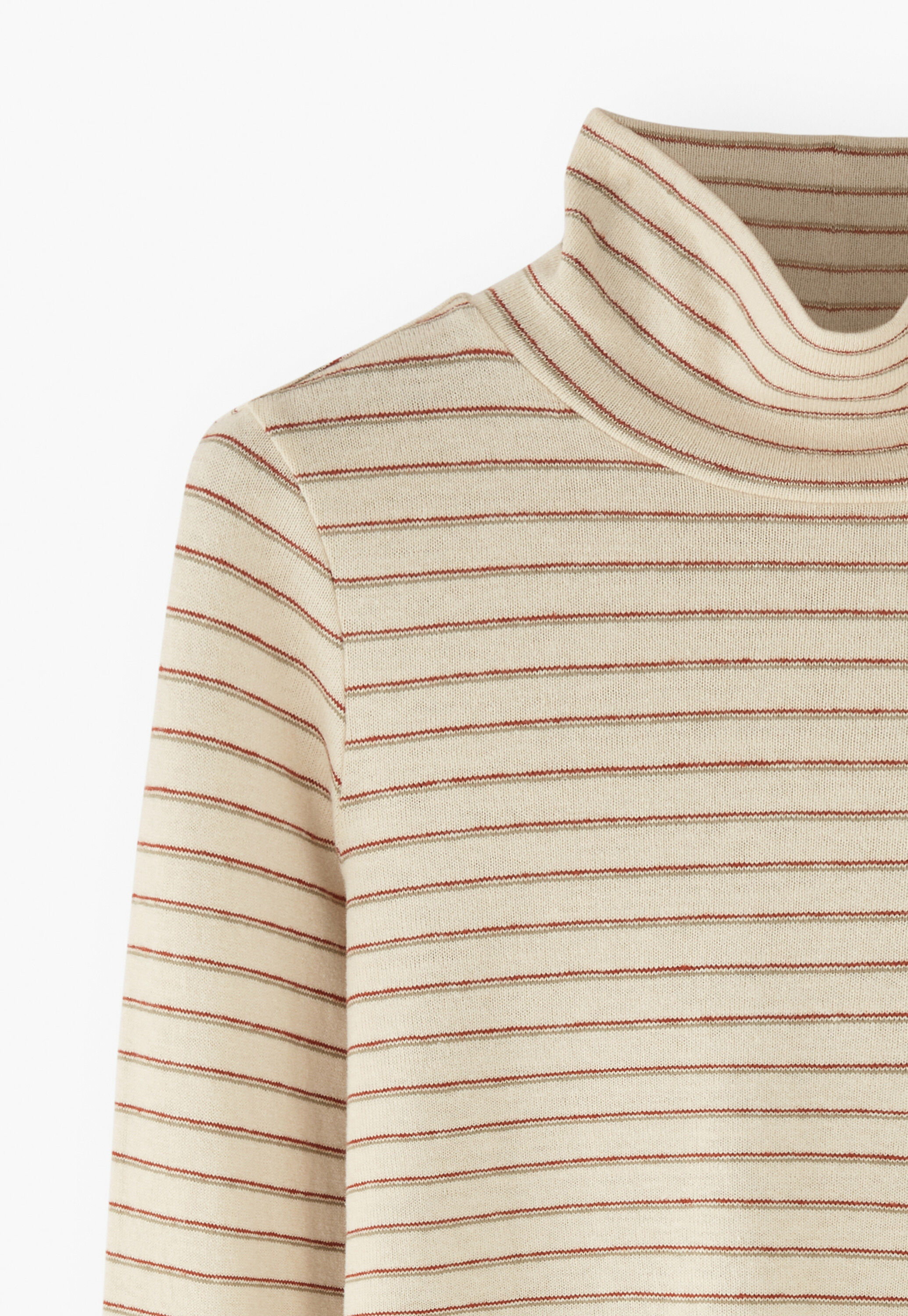 Gestreifter Rollkragenpullover, Elfenbein/Salbei, large