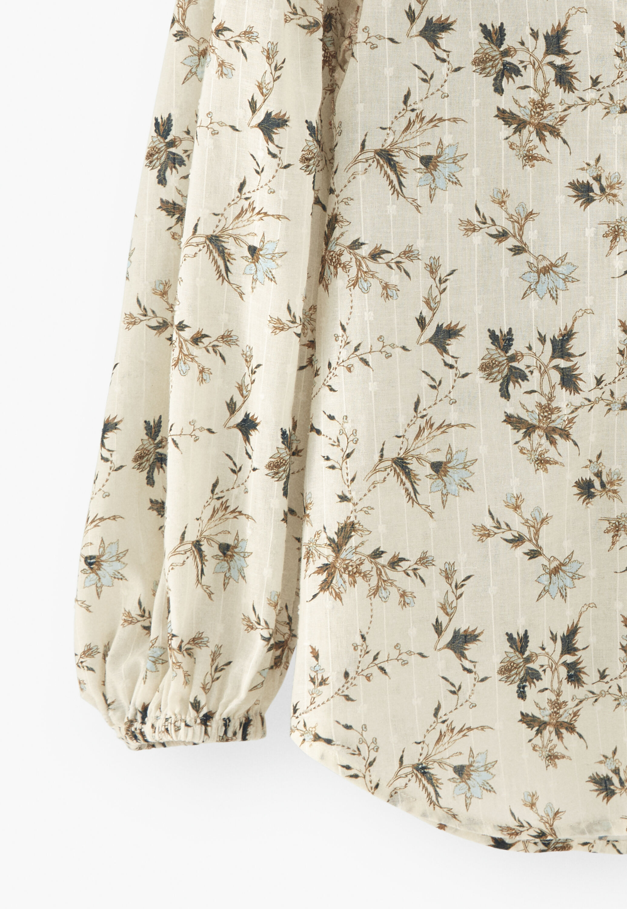 Bedruckte Bluse mit hohem Halsausschnitt, Goldenes Elfenbein, large