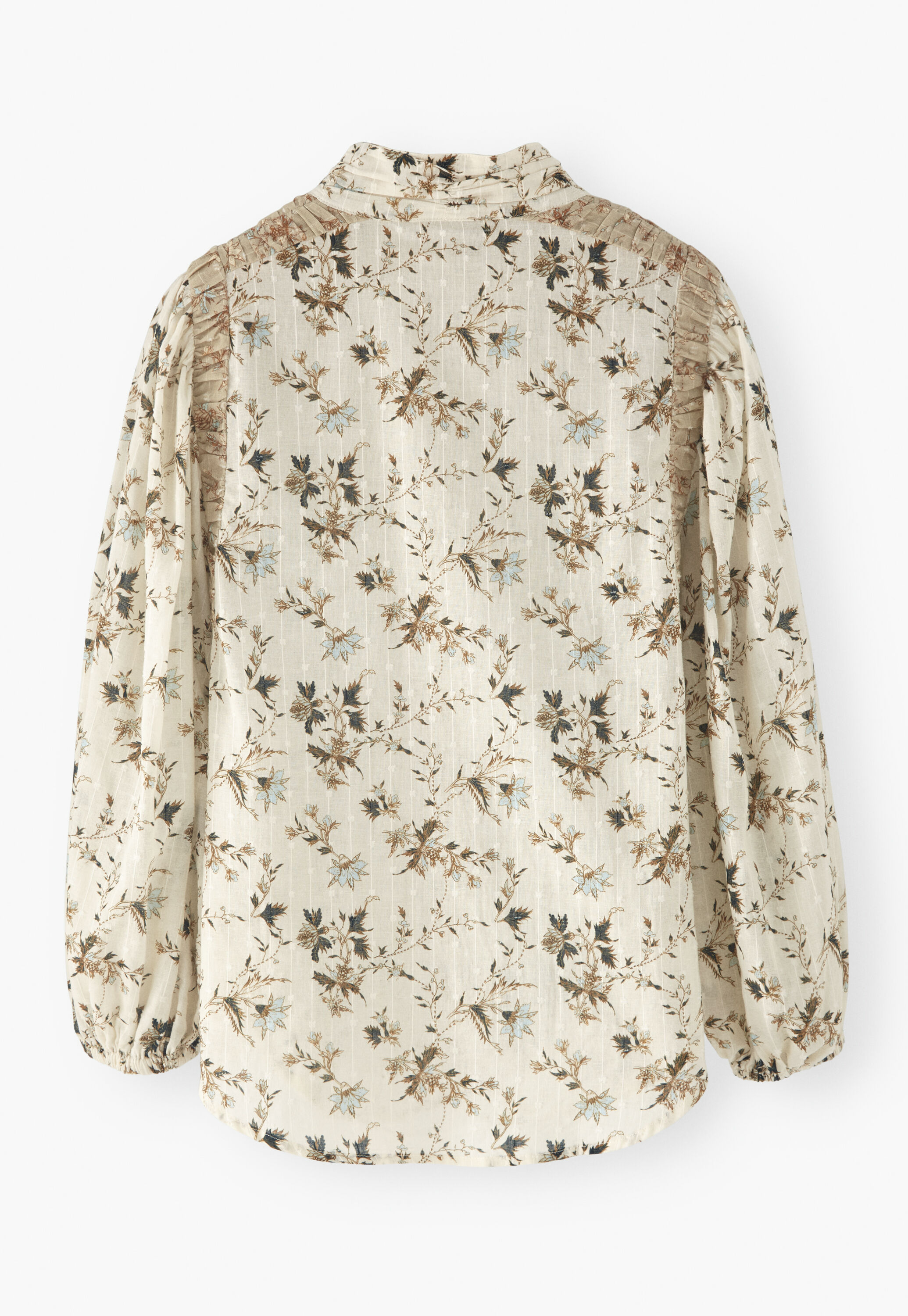 Bedruckte Bluse mit hohem Halsausschnitt, Goldenes Elfenbein, large