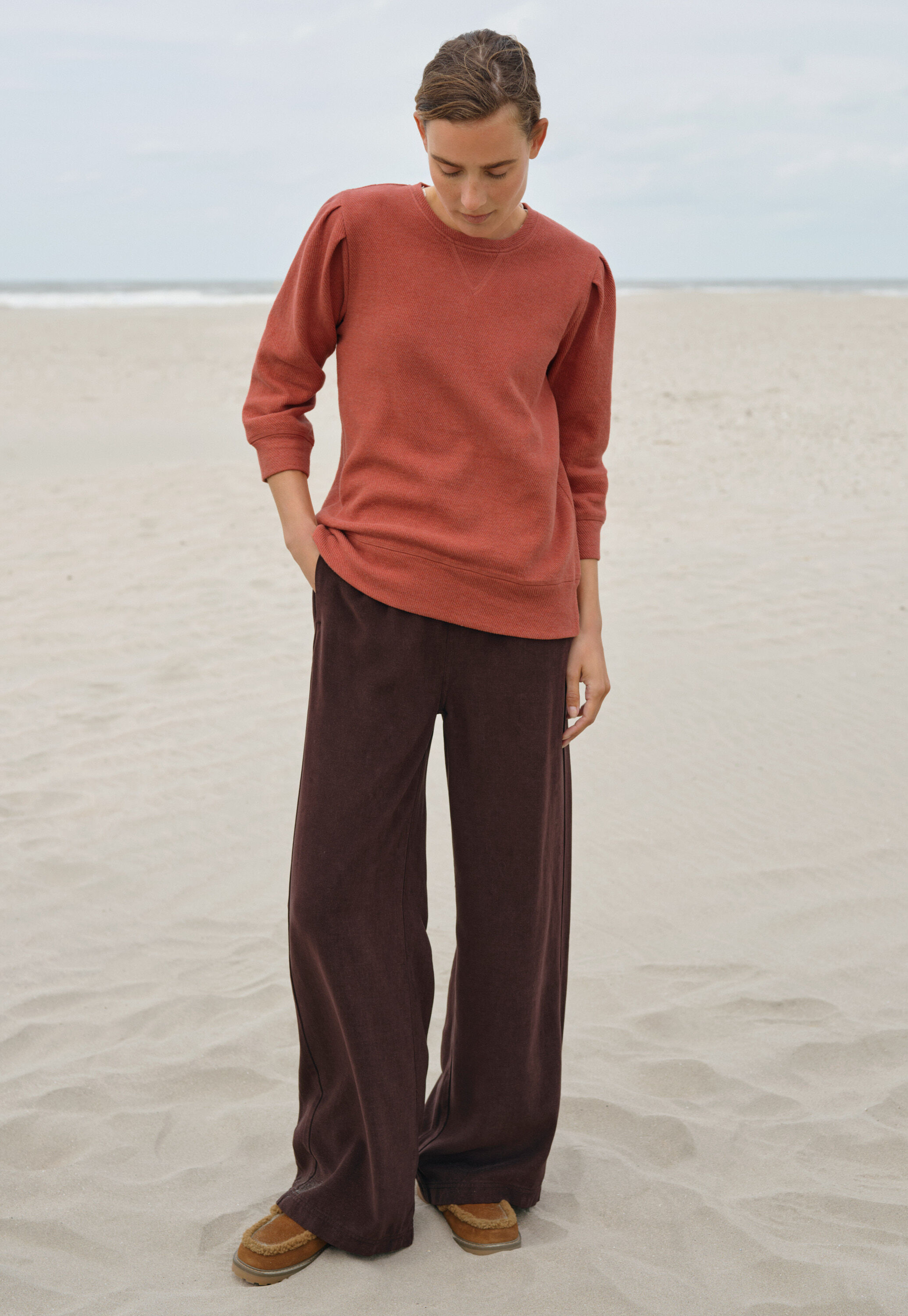 Sweatshirt mit Falten&auml;rmeln