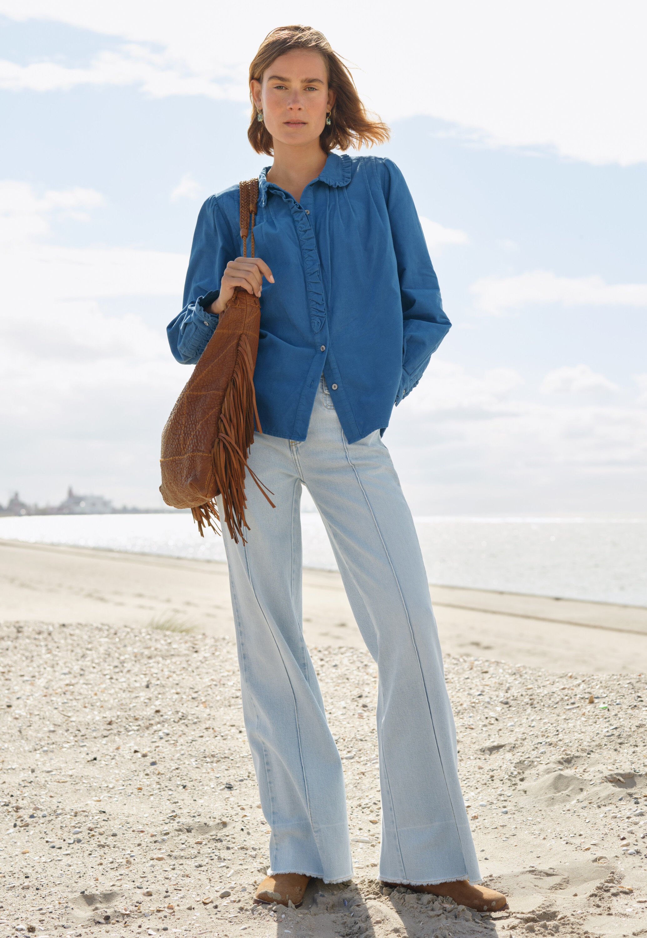 Faltenbluse aus Cord