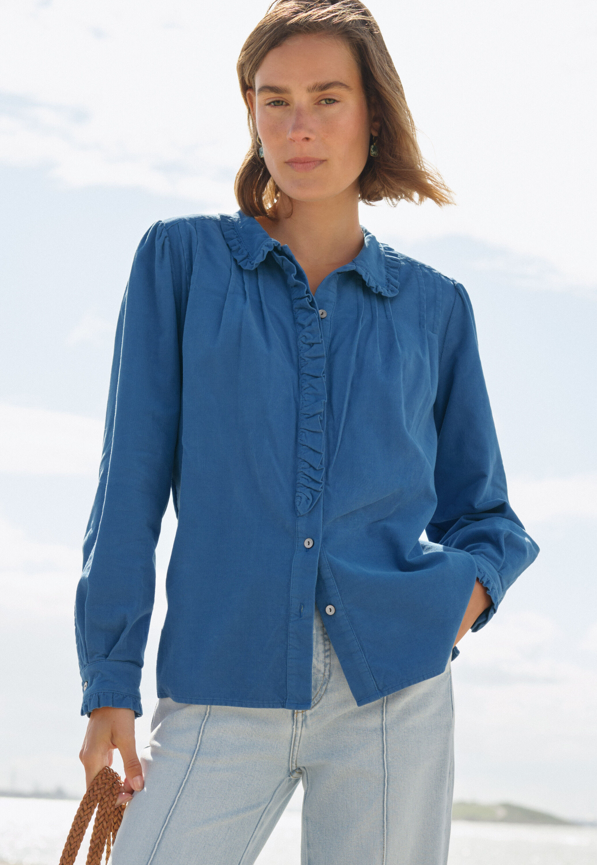 Faltenbluse aus Cord