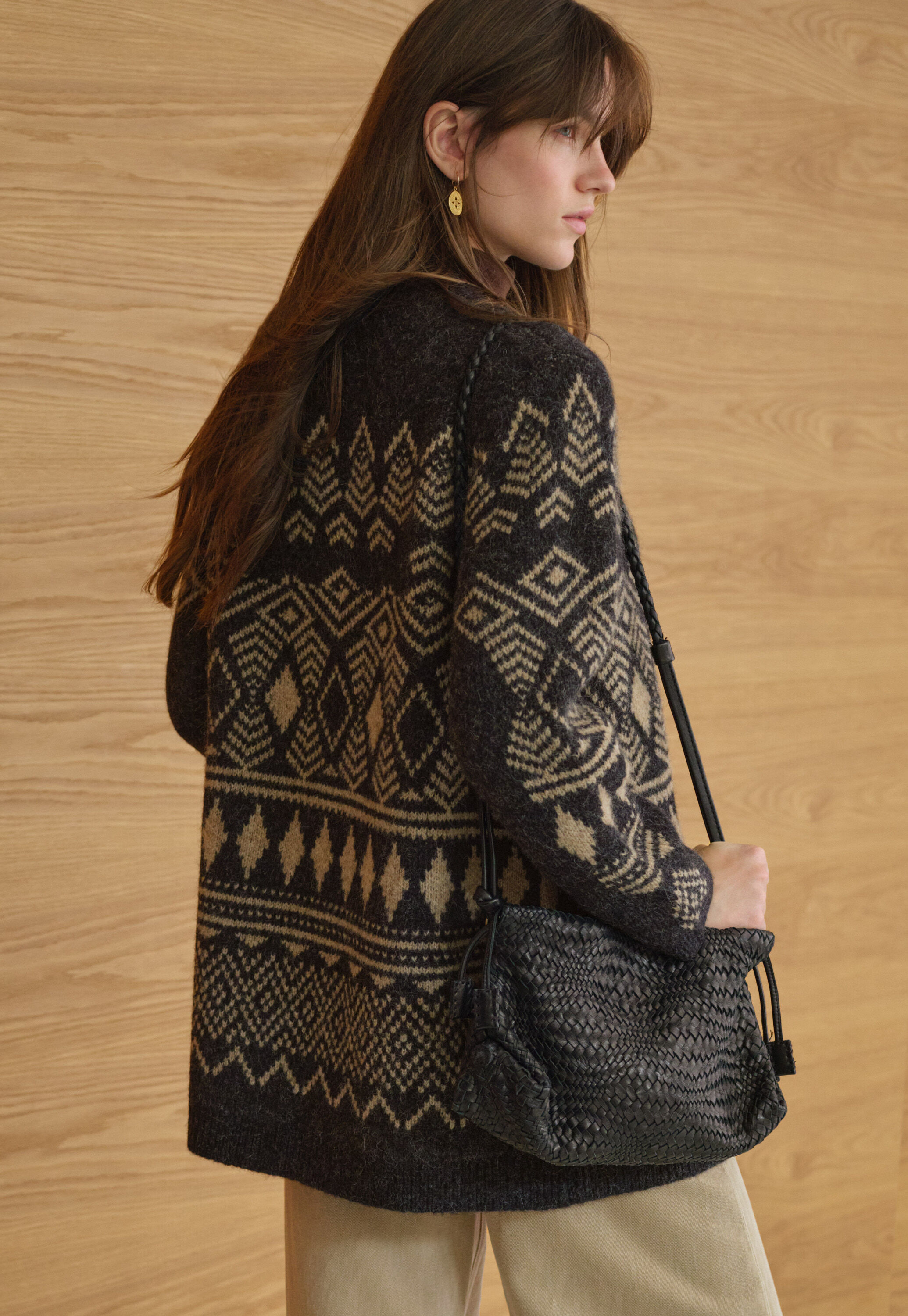 Langer Jacquard-Cardigan