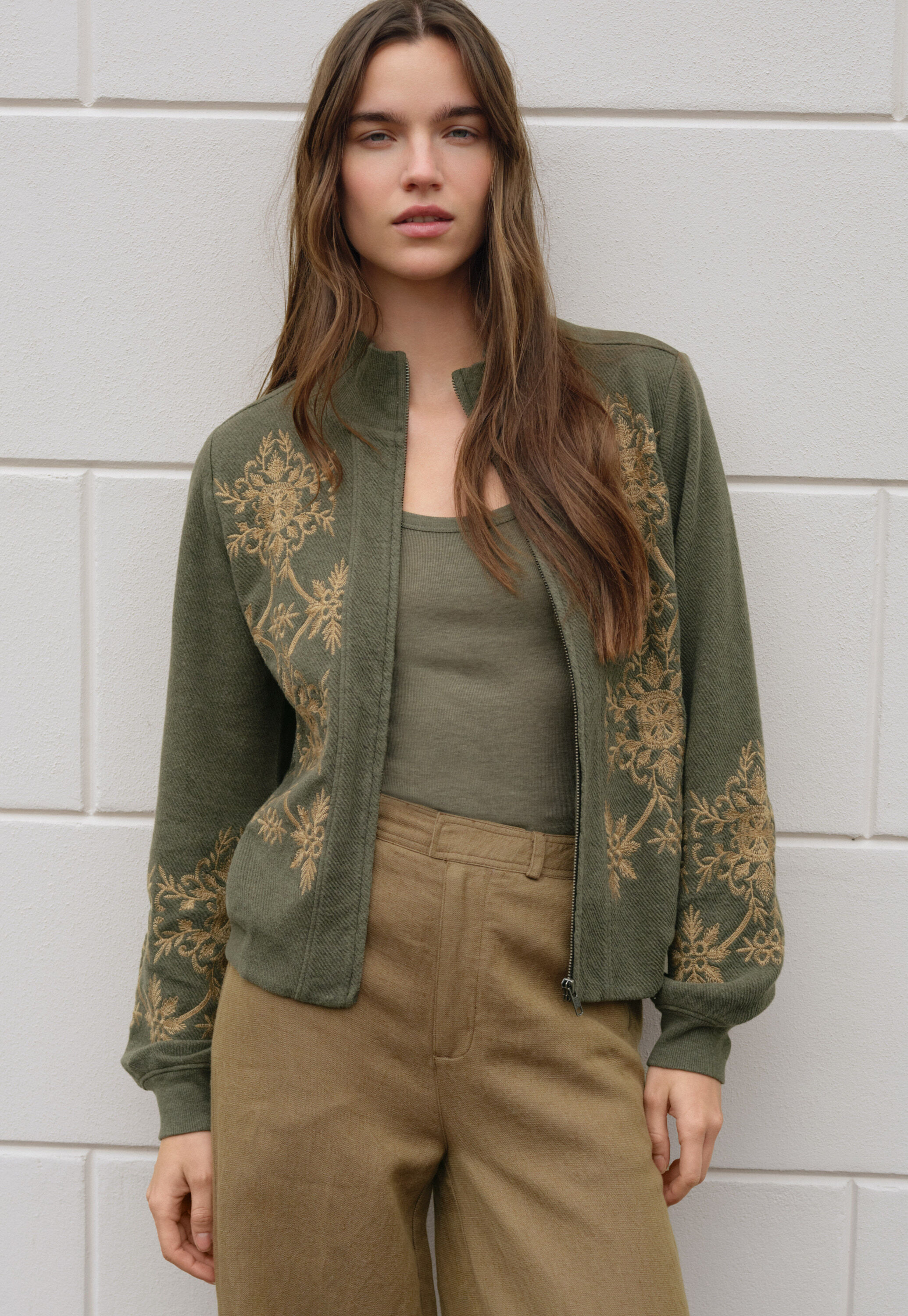 Bestickte Jersey-Jacke
