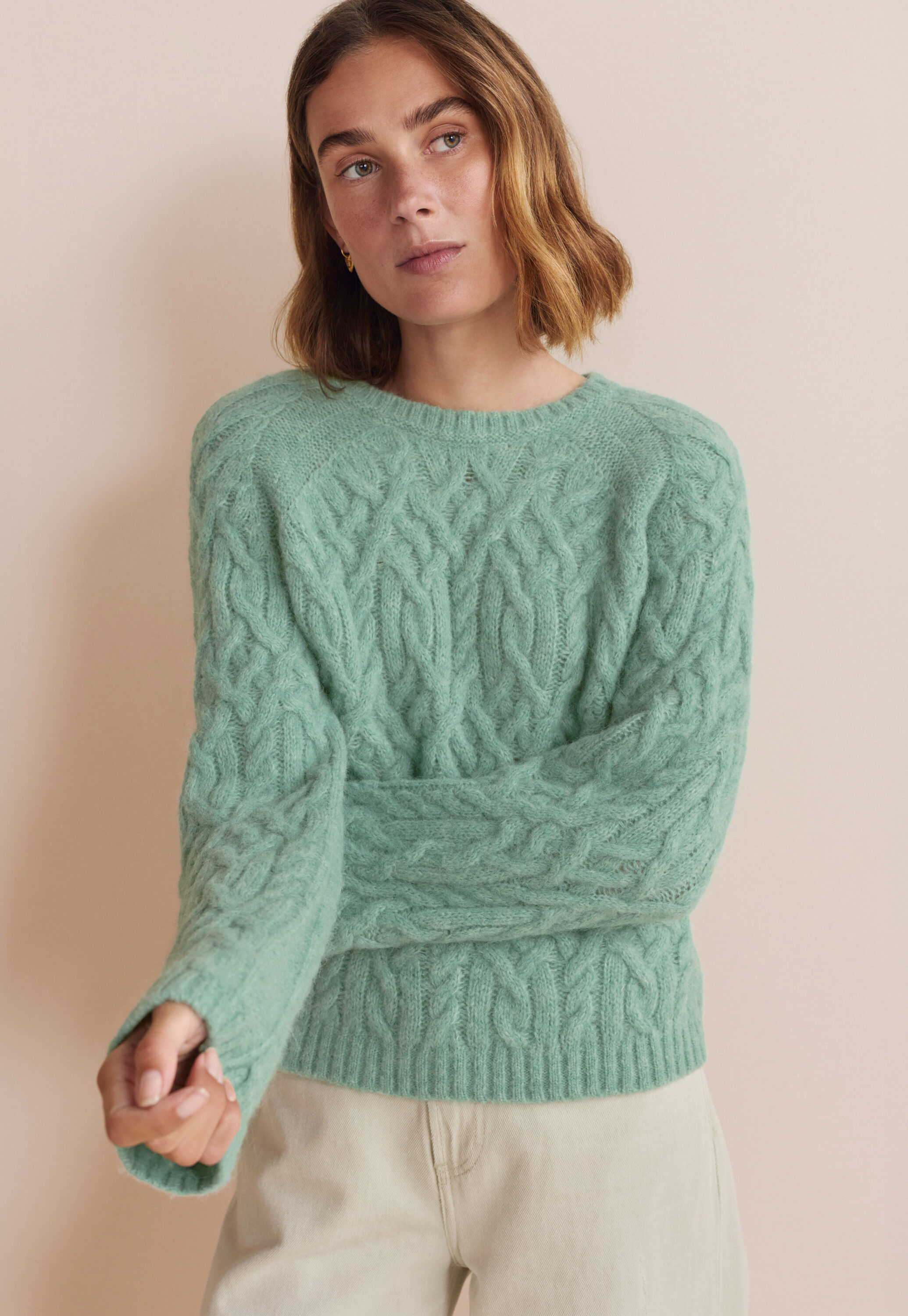 Zopfmuster-Pullover