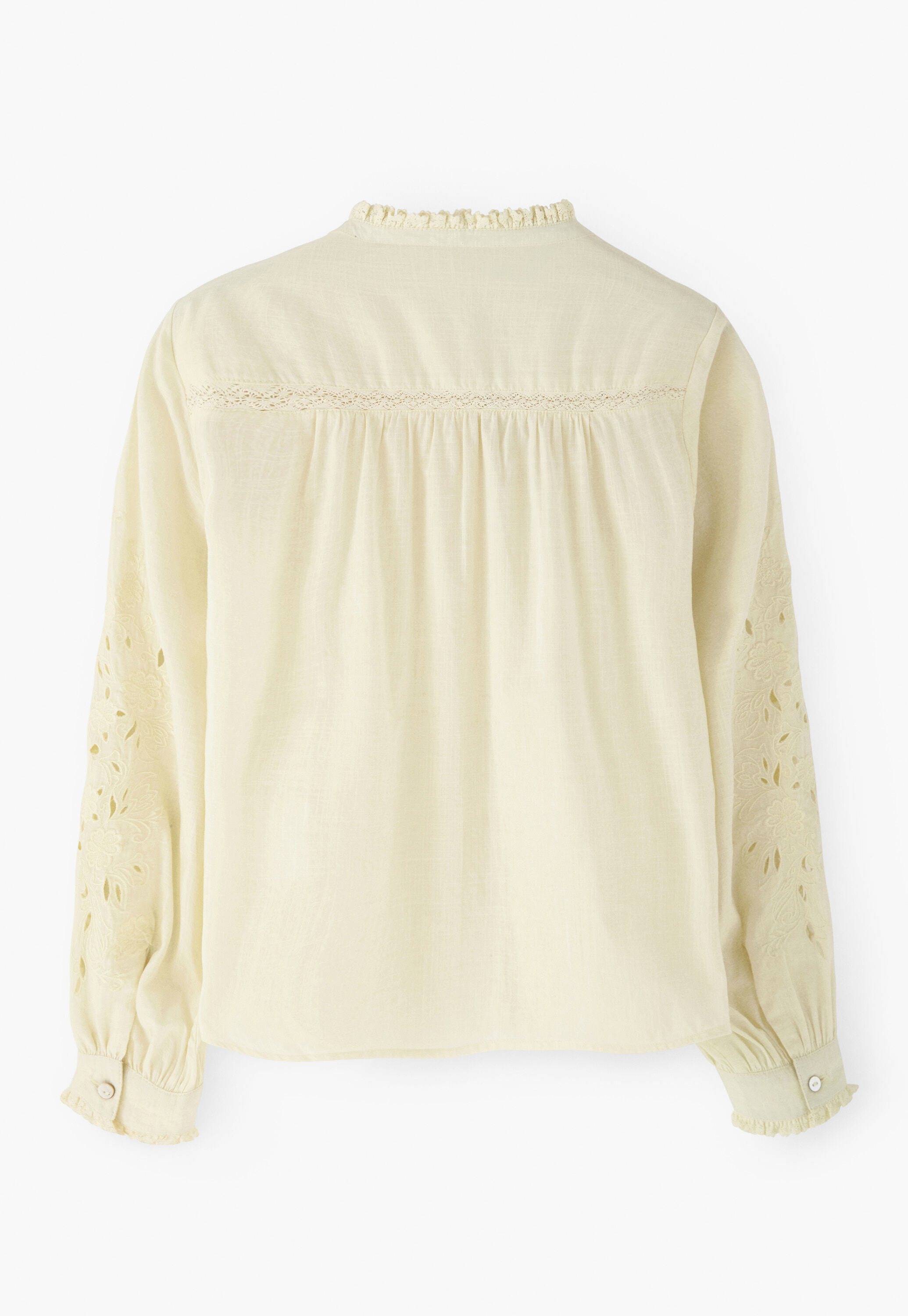 Bluse mit Spitze und Biesen