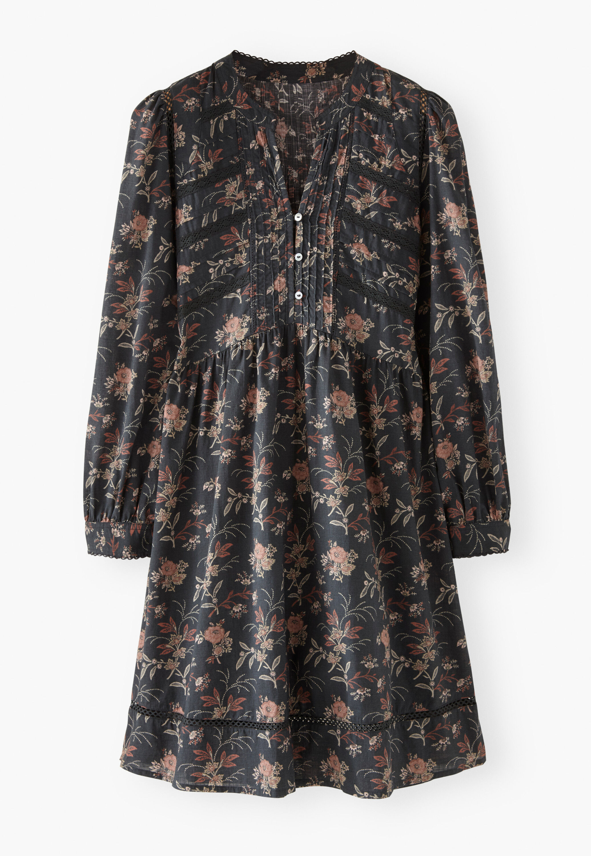 Kleid mit Print und Spitze
