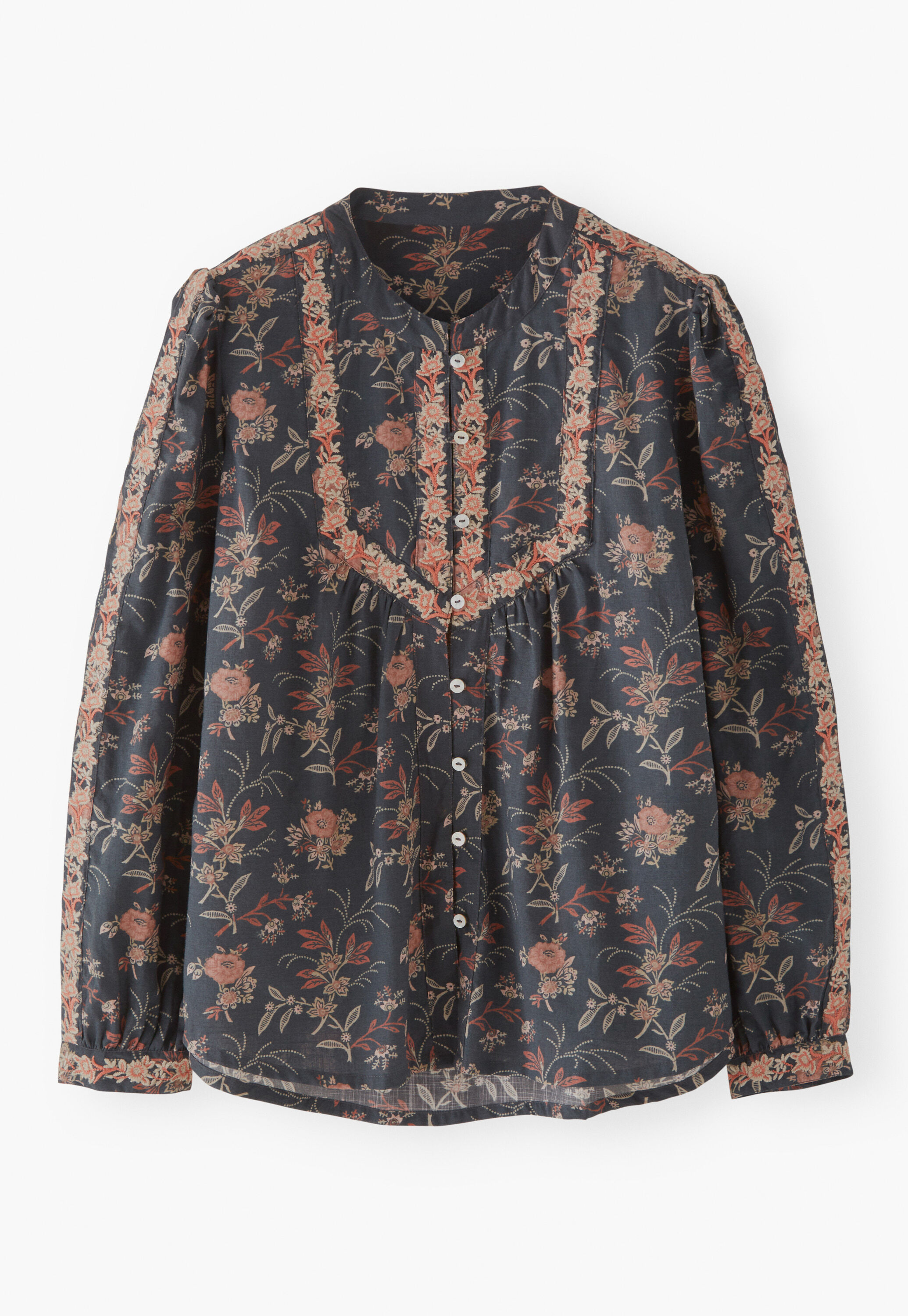 Bestickte Bluse mit Print