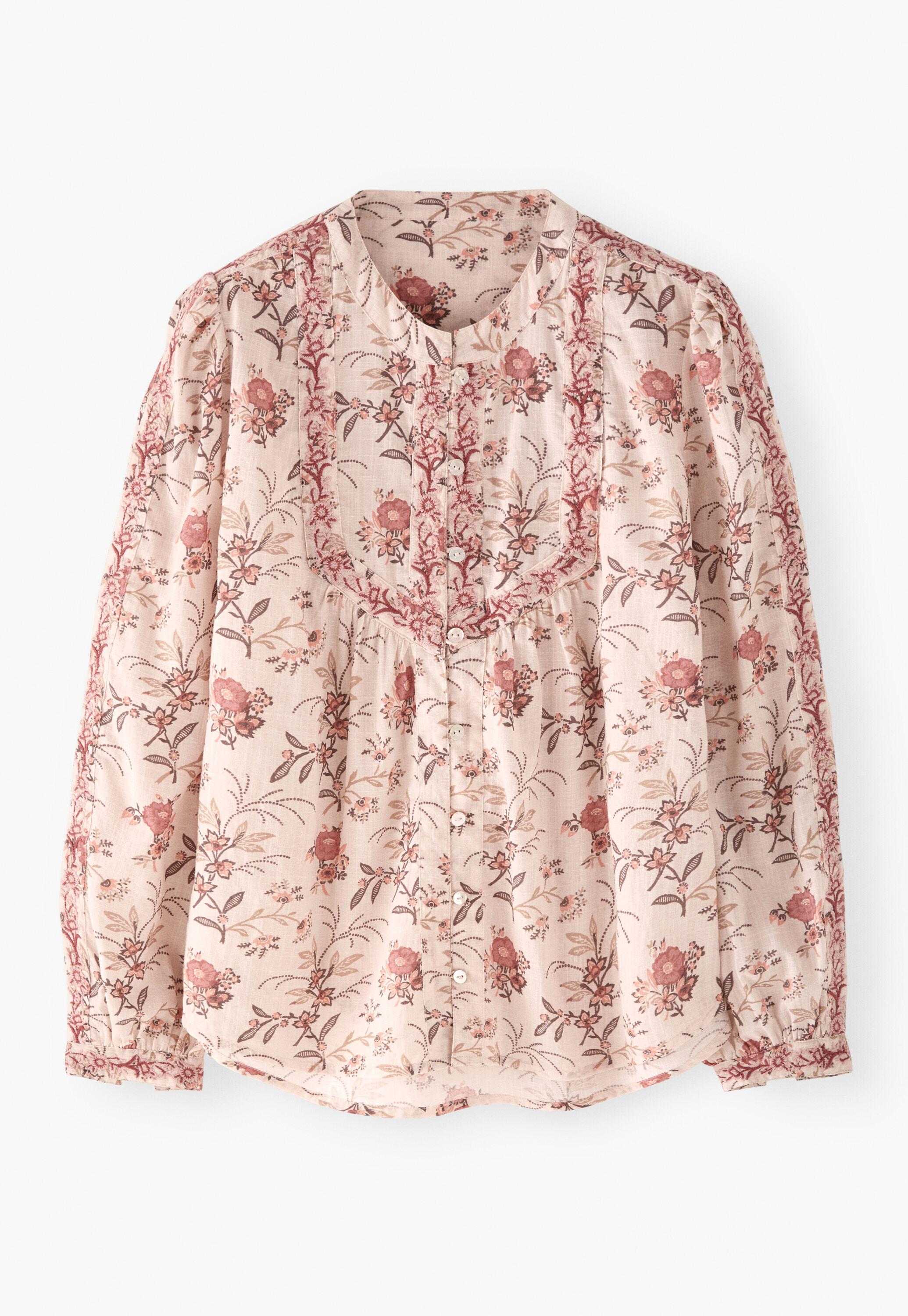 Bestickte Bluse mit Print