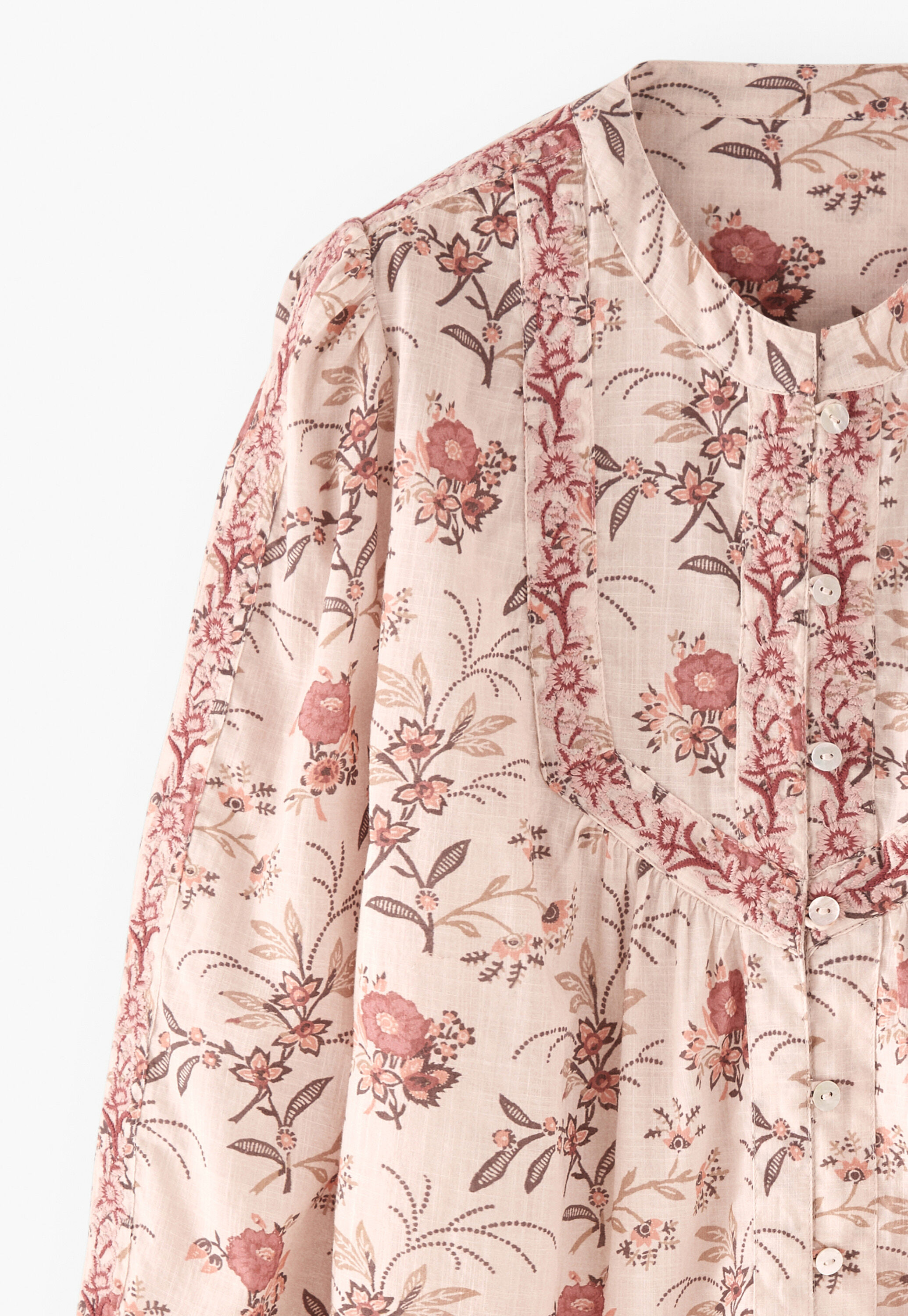 Bestickte Bluse mit Print