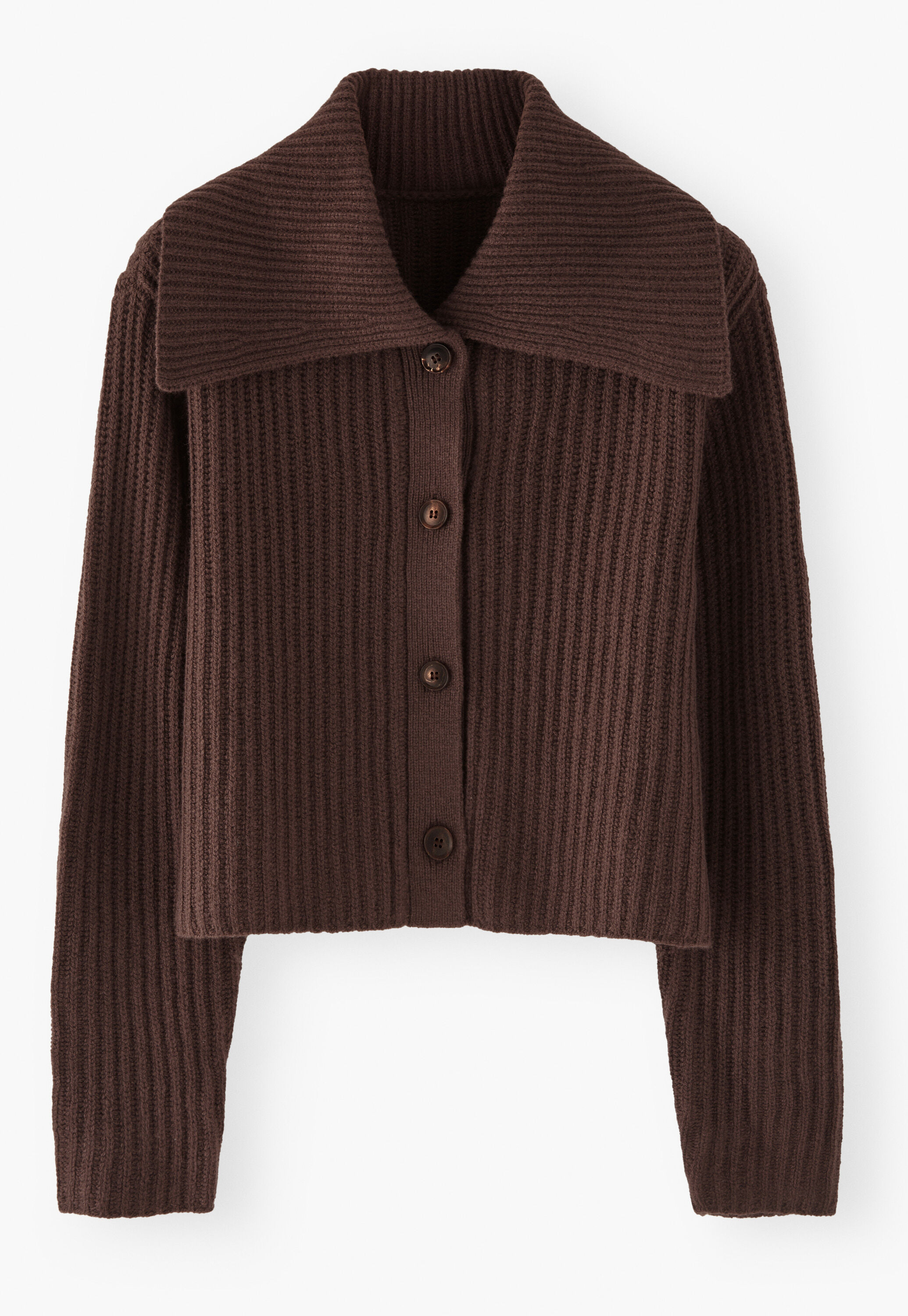 Ripp-Cardigan mit Kragen