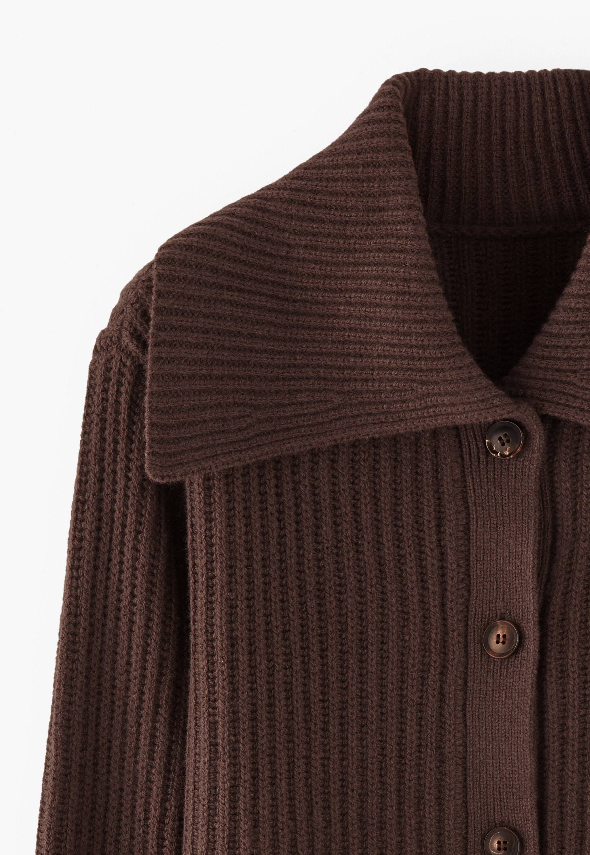 Ripp-Cardigan mit Kragen