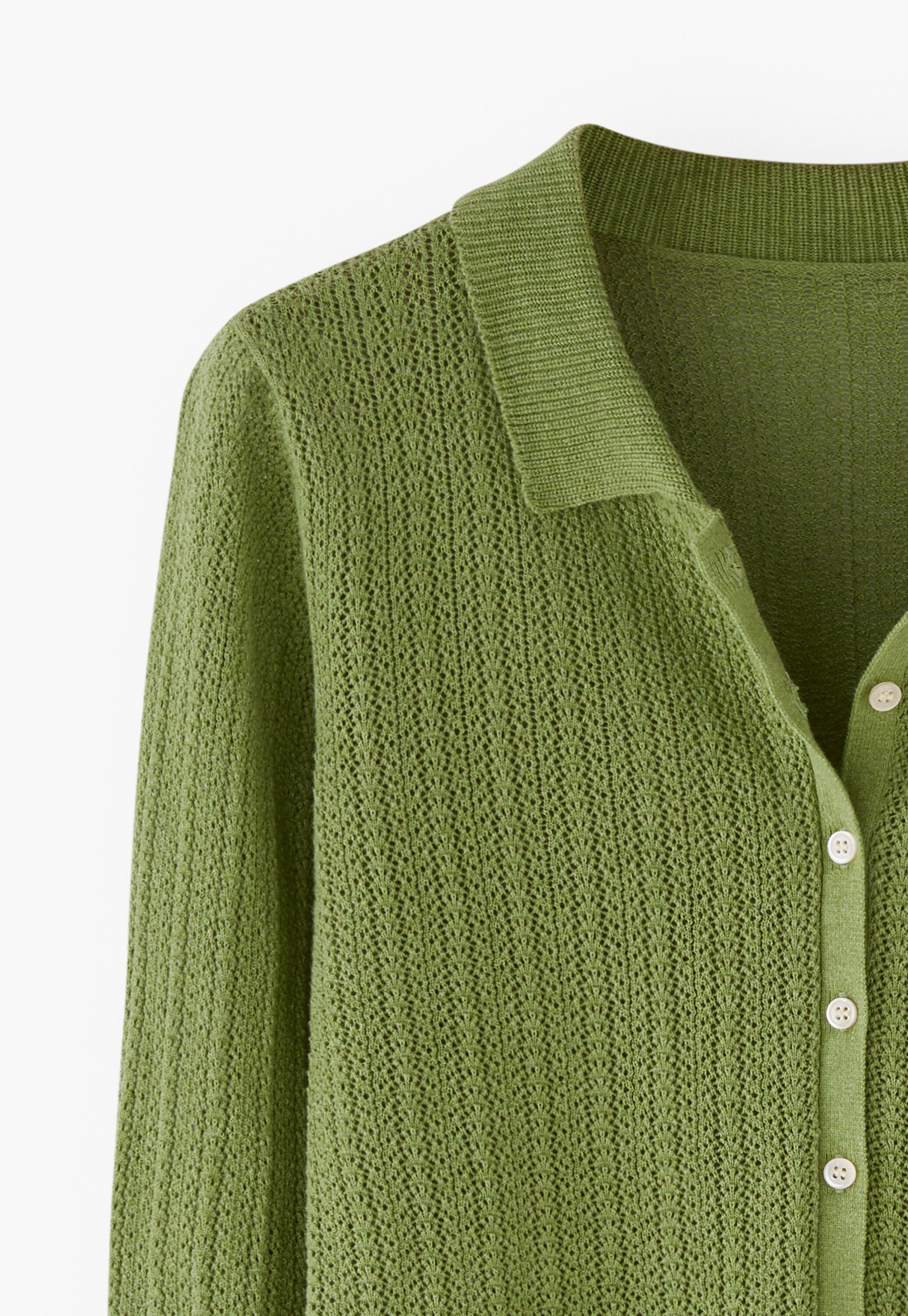 Spitzenmuster-Cardigan mit Kragen