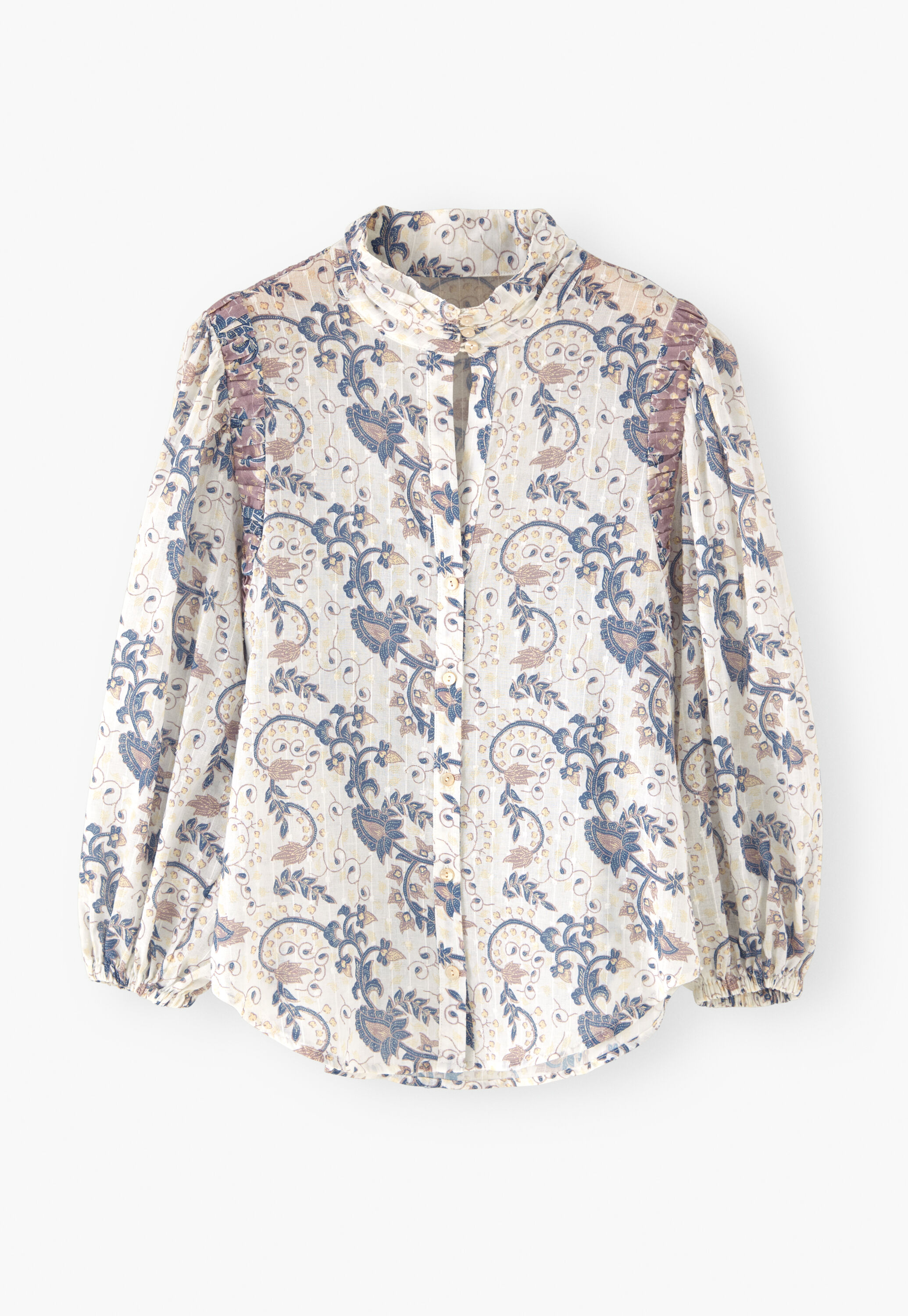 Bedruckte Bluse mit hohem Halsausschnitt