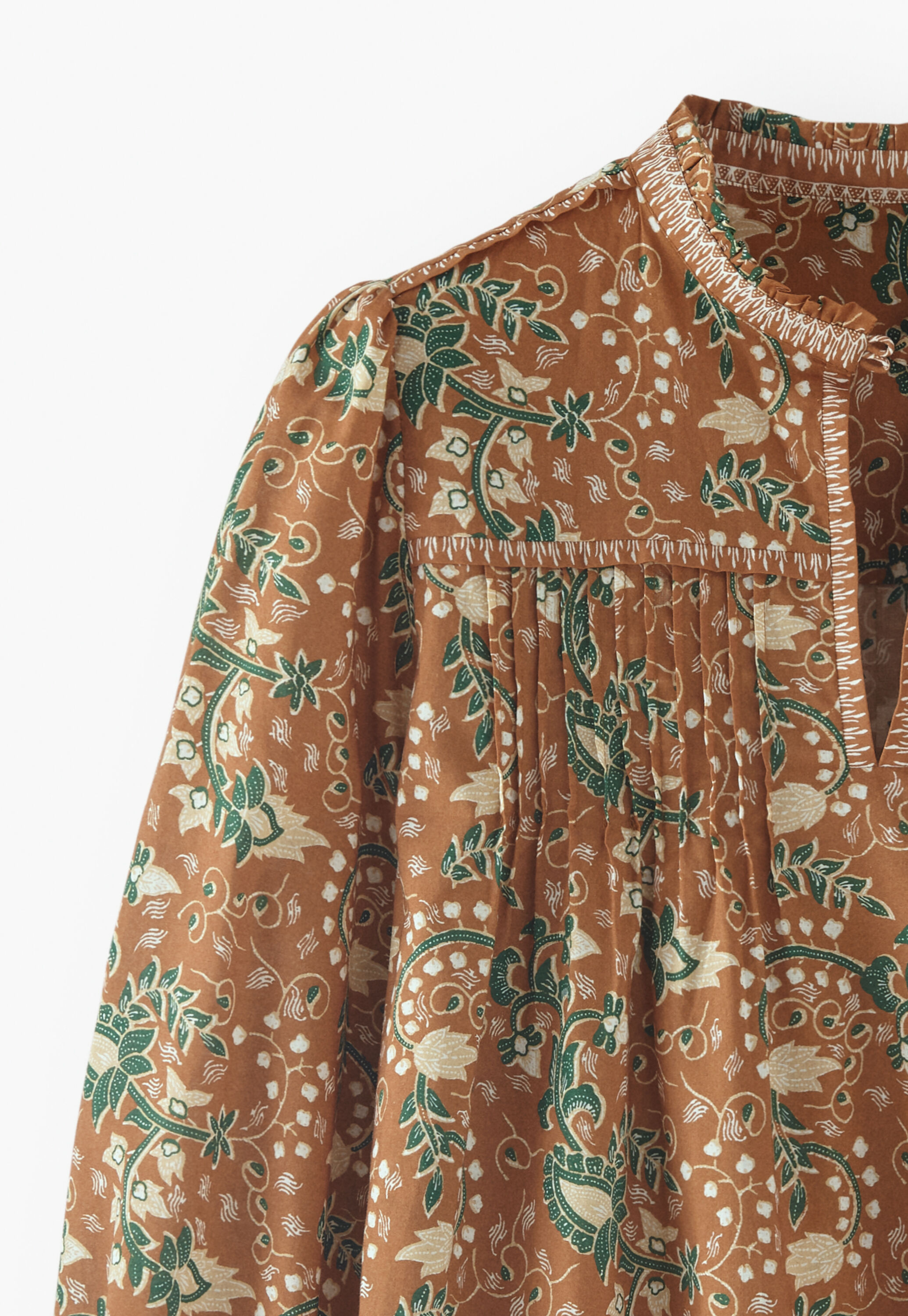 Bedruckte Bluse mit Biesen