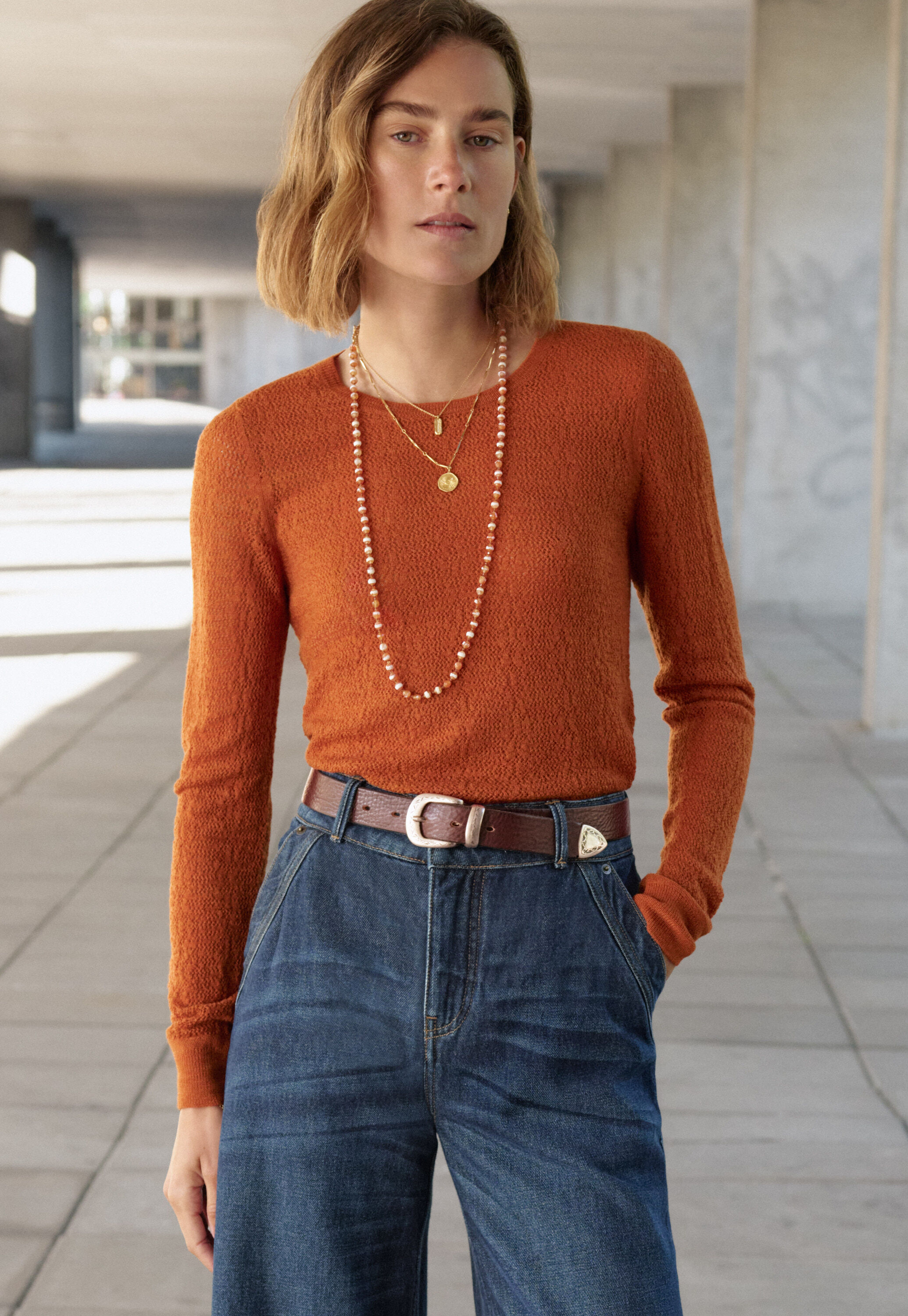 Pullover im Spitzenmuster