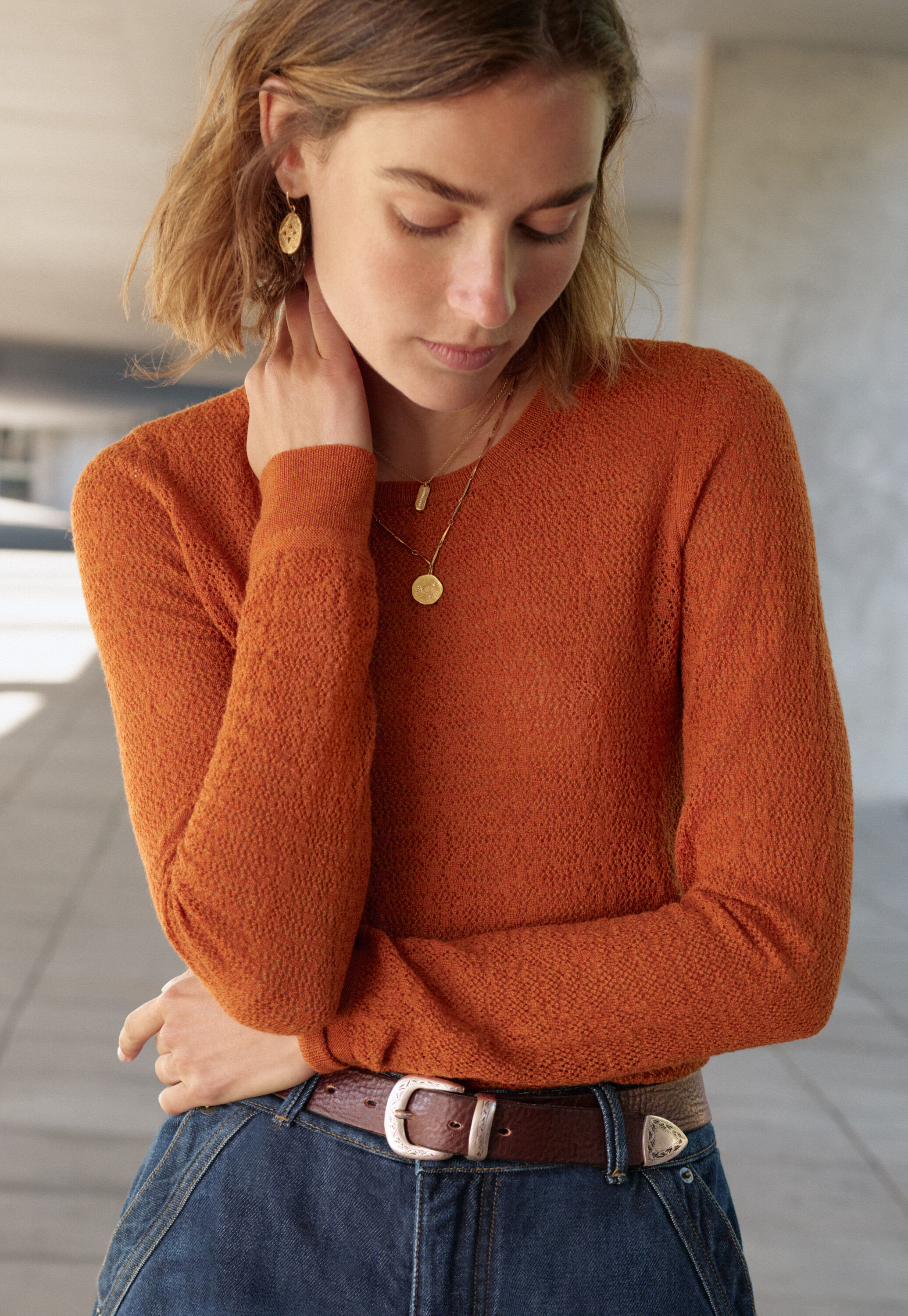 Pullover im Spitzenmuster