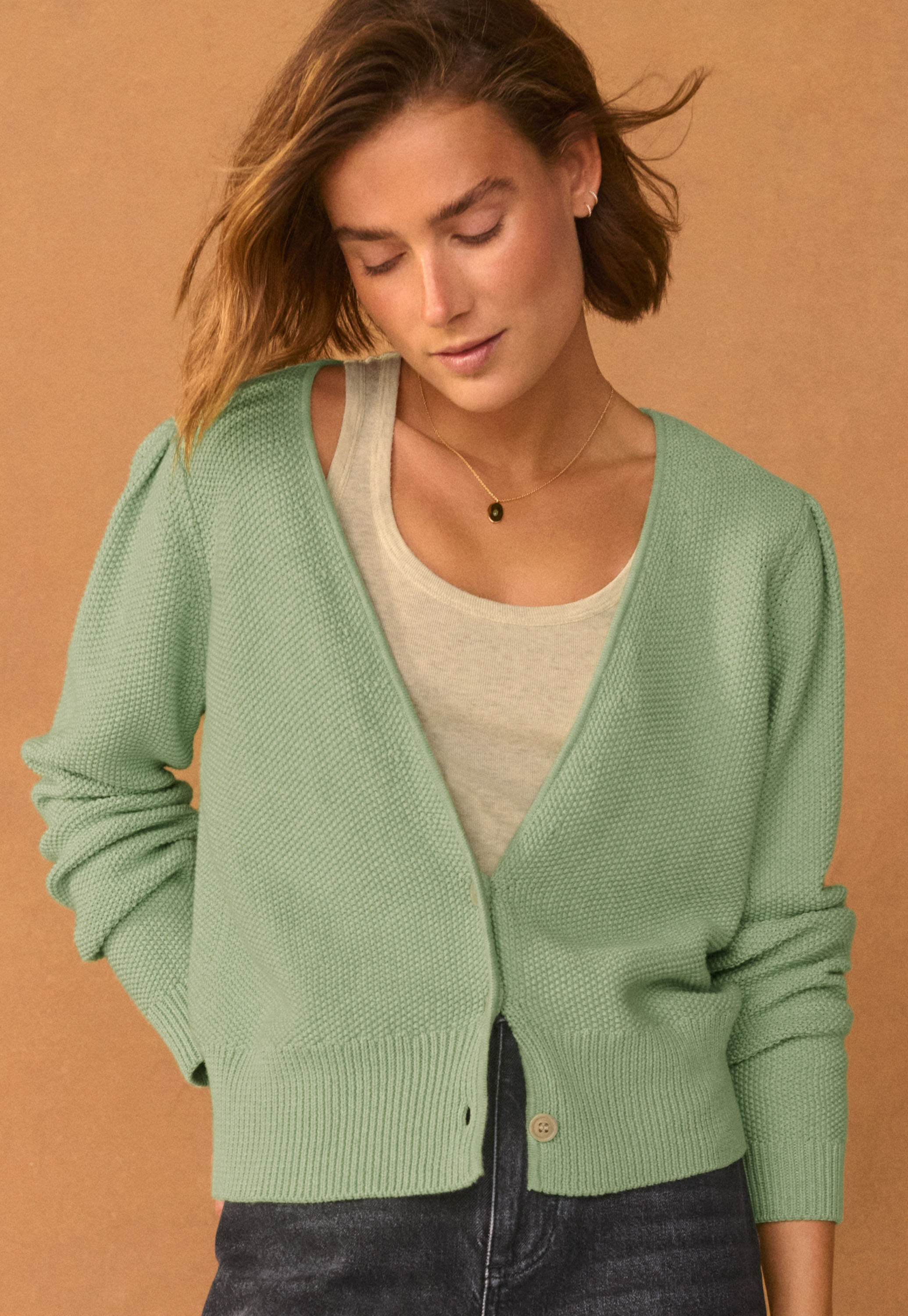 Cardigan im Perlmuster