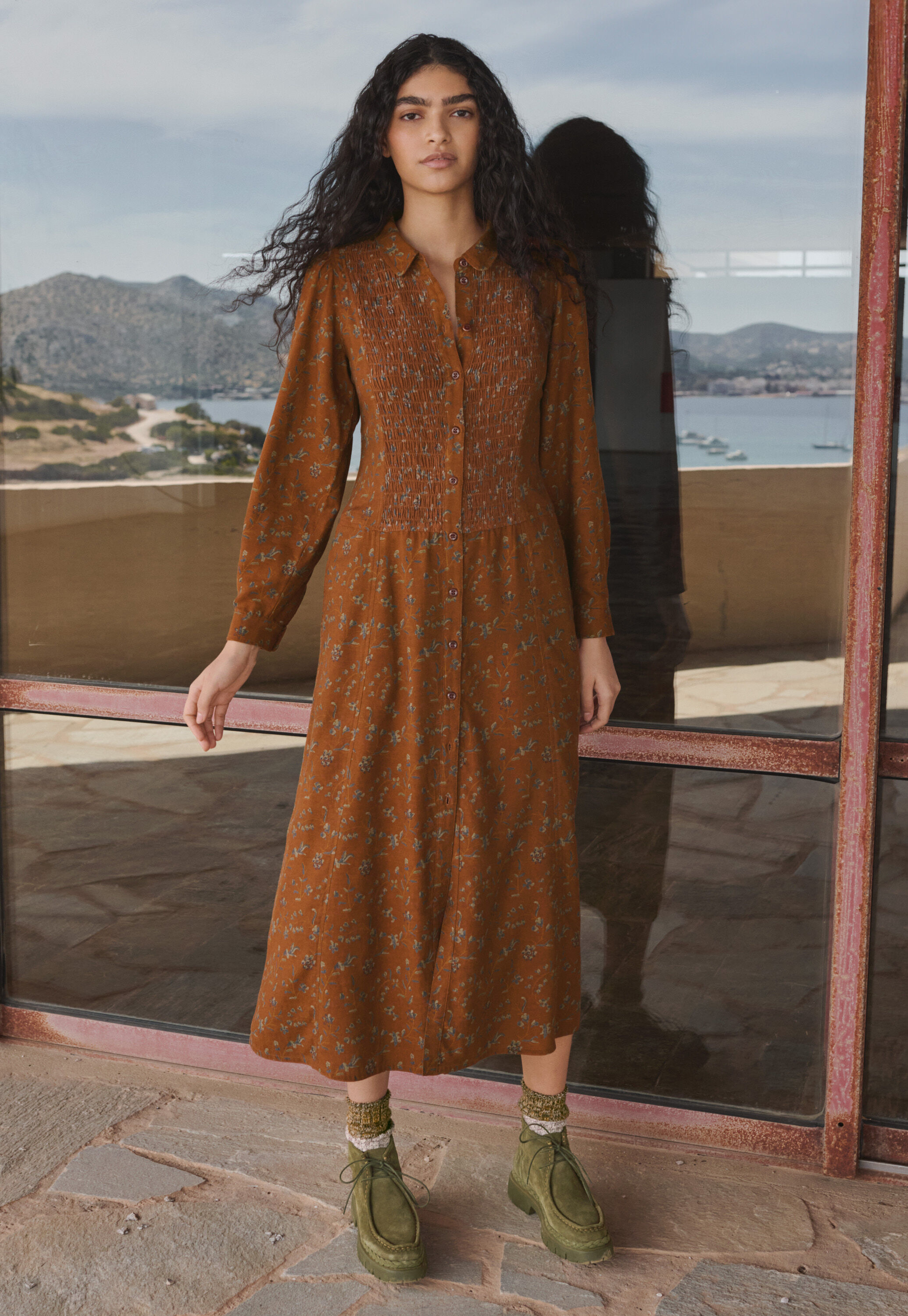 Bedrucktes Kleid mit Kr&auml;uselungen