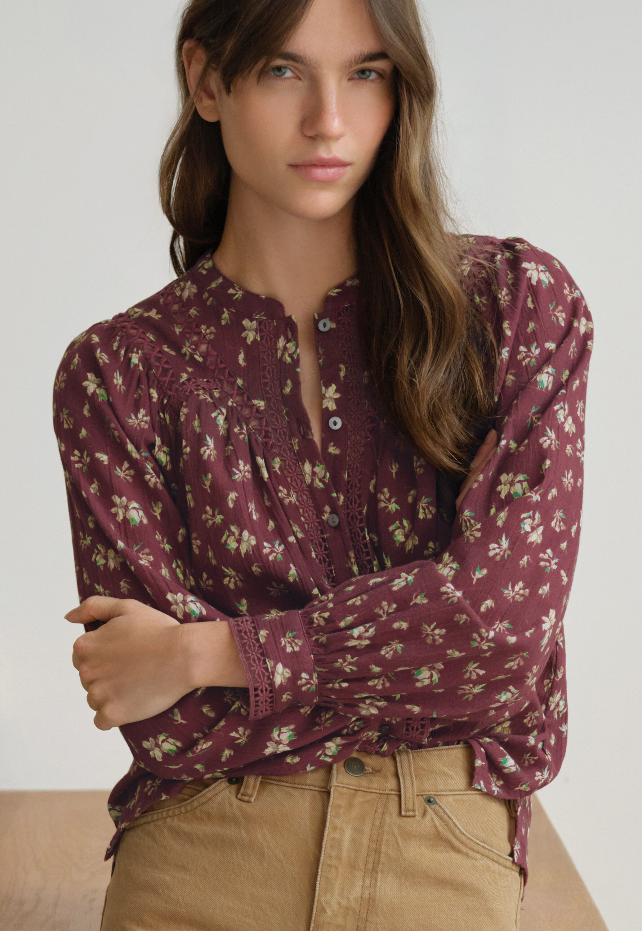 Gaze-Bluse mit Print