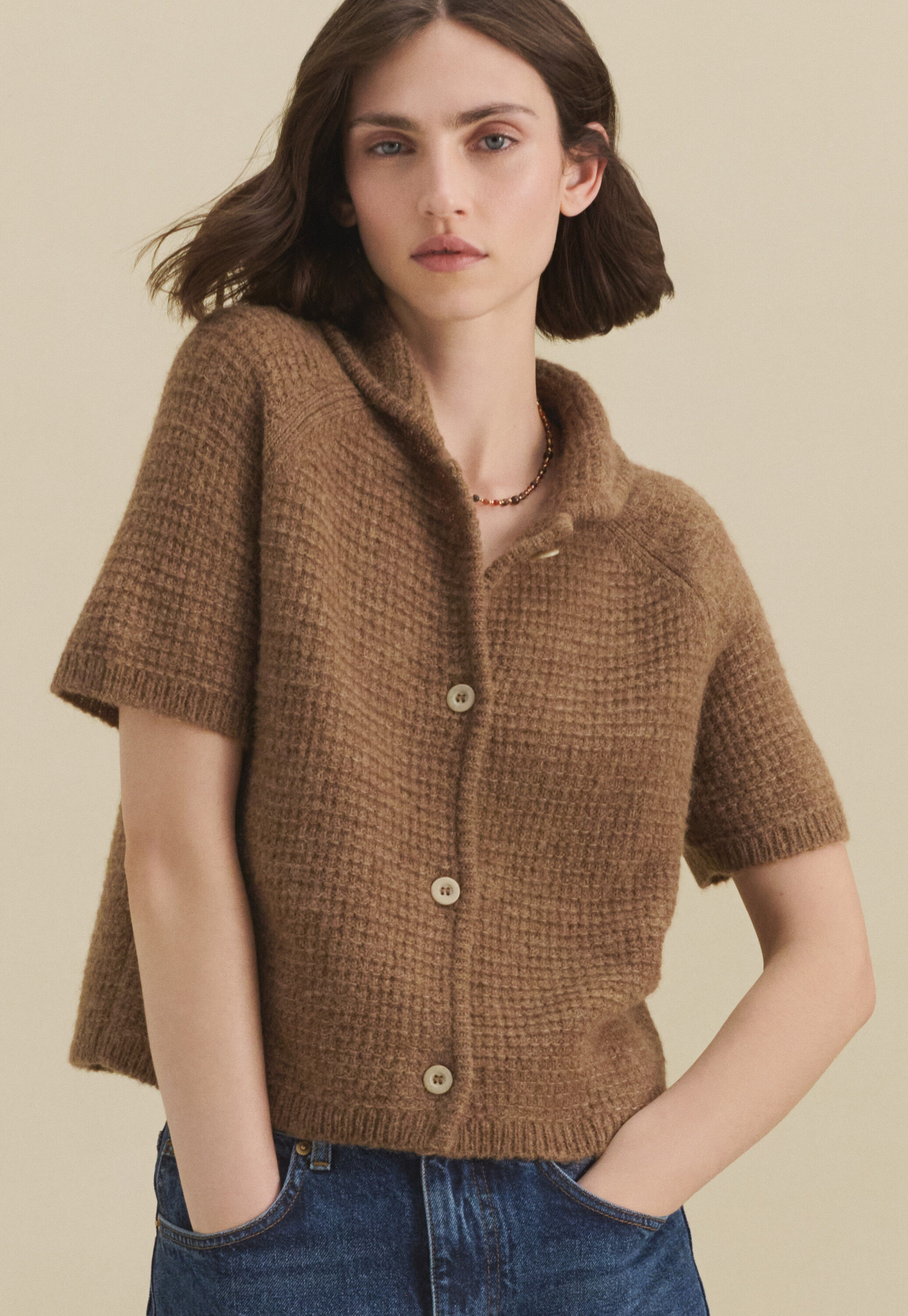 Cardigan mit Waffelmuster