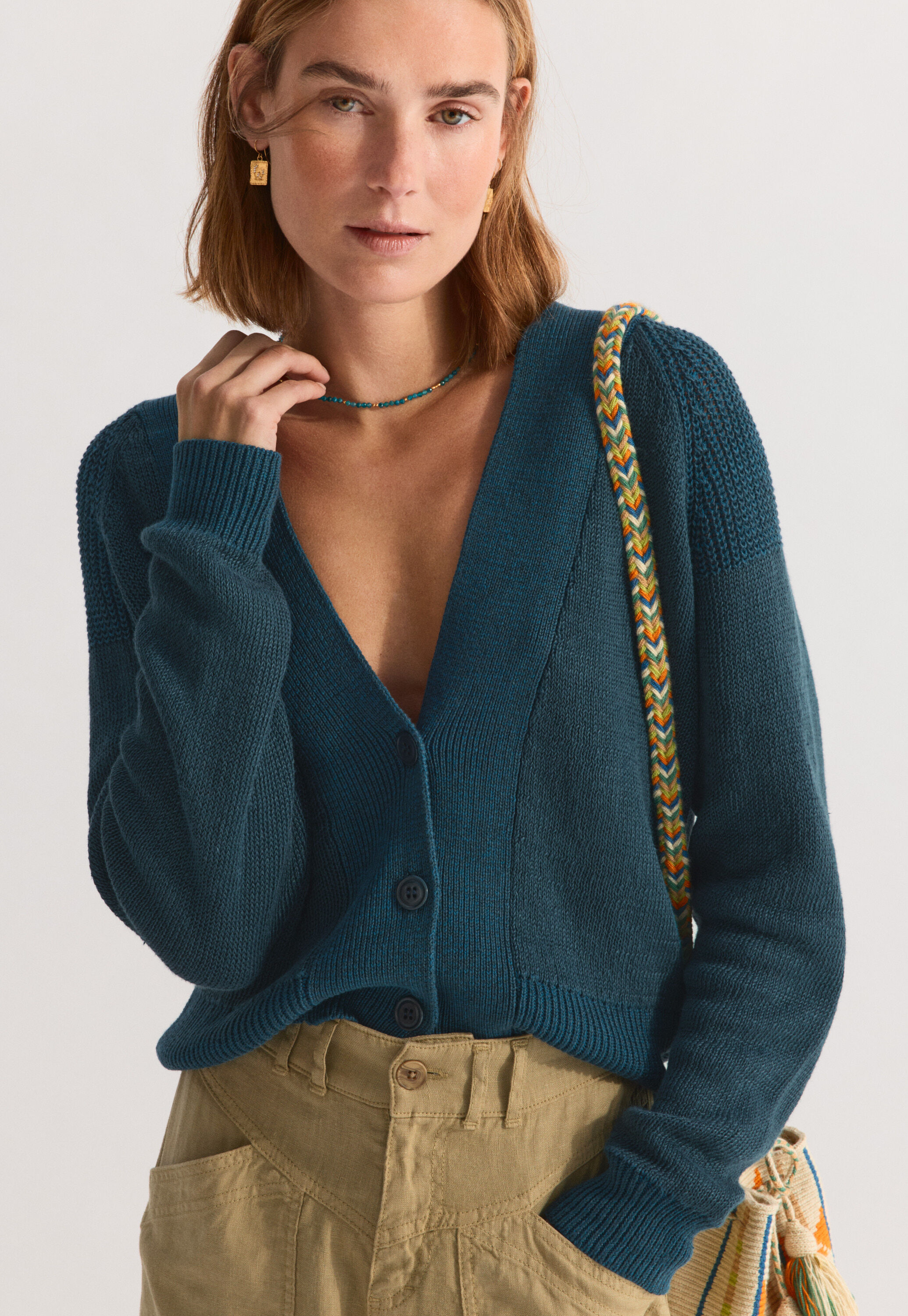 Raglancardigan mit V-Ausschnitt