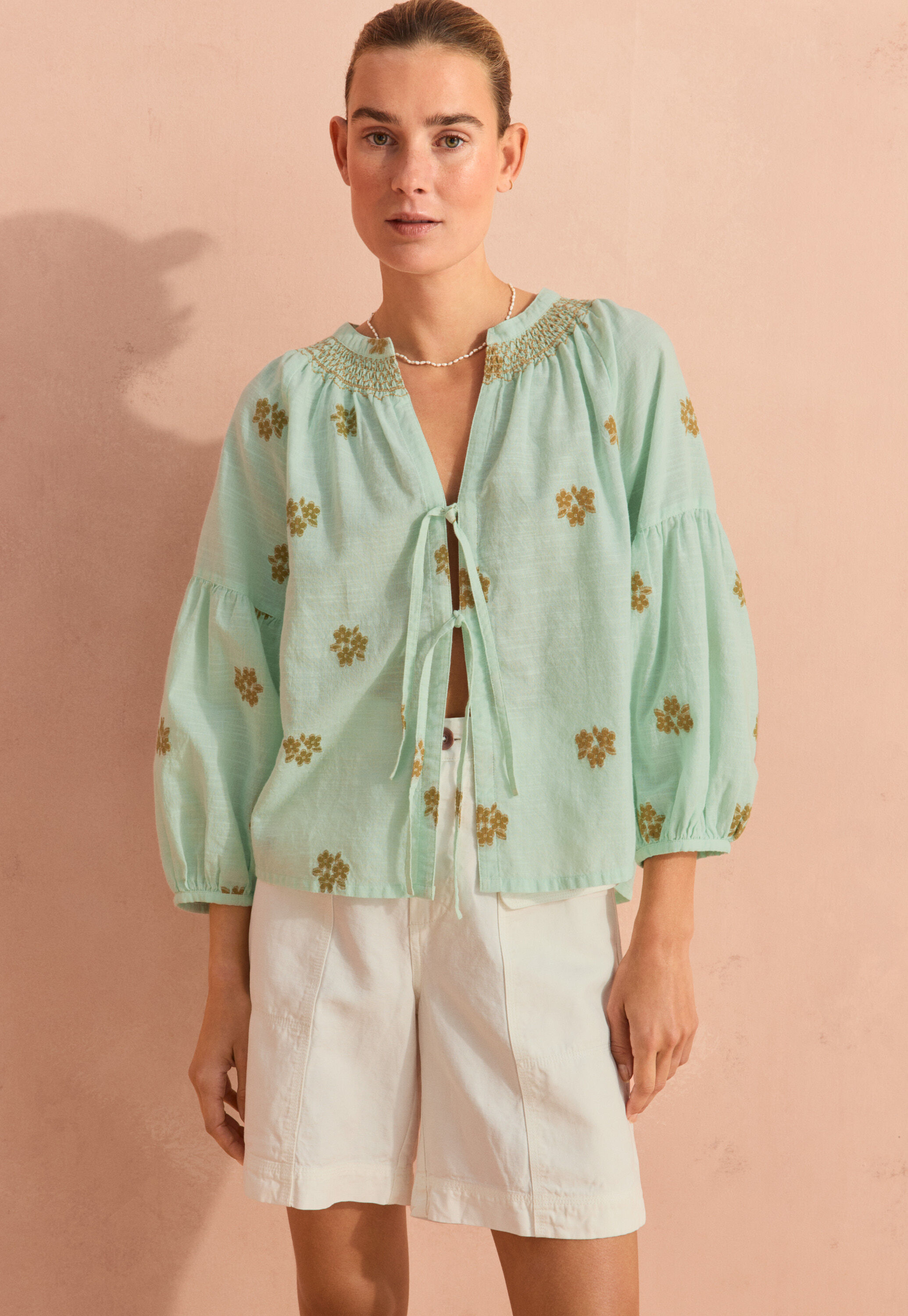 Bluse aus geklipptem Jacquard