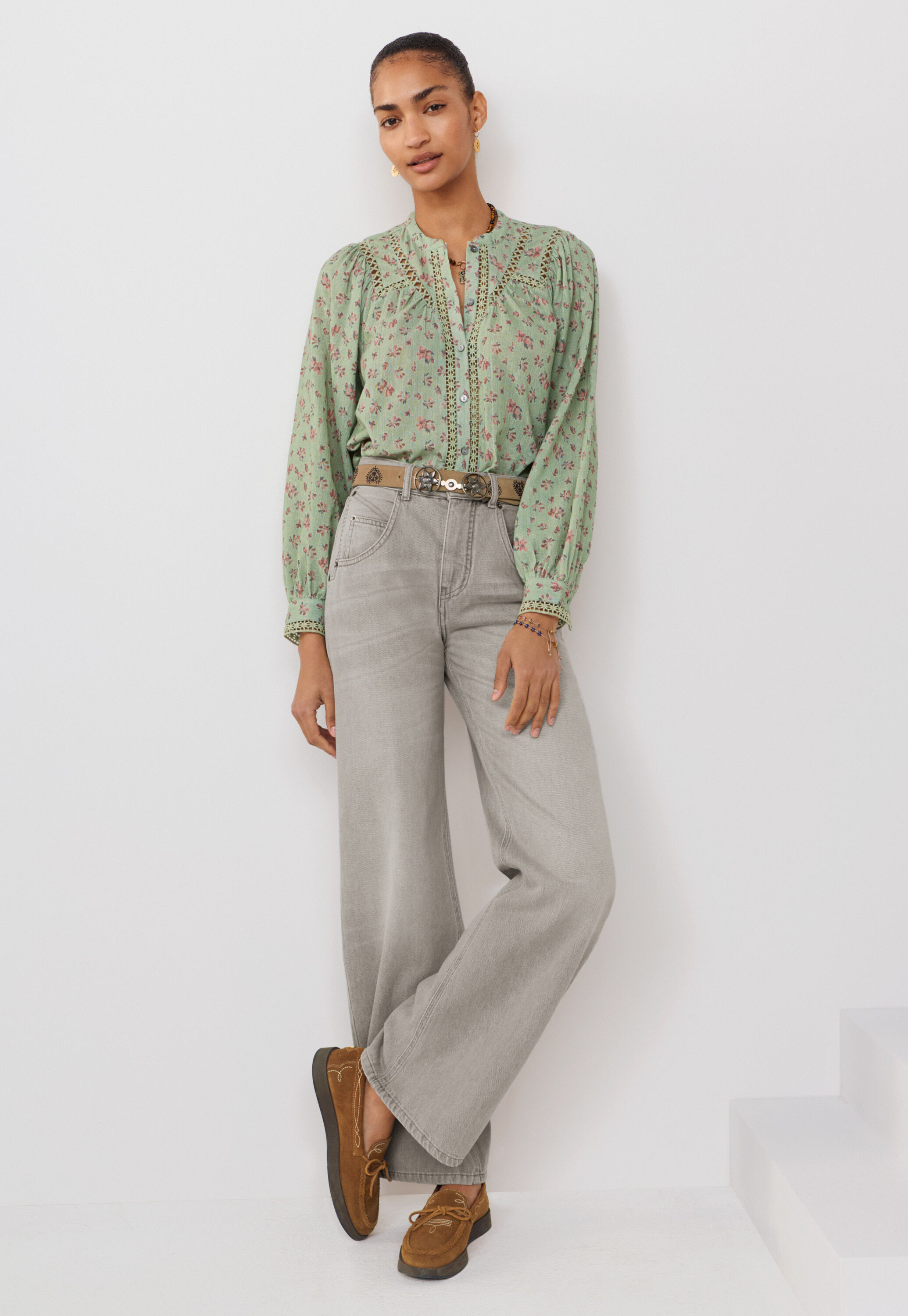 Gaze-Bluse mit Print