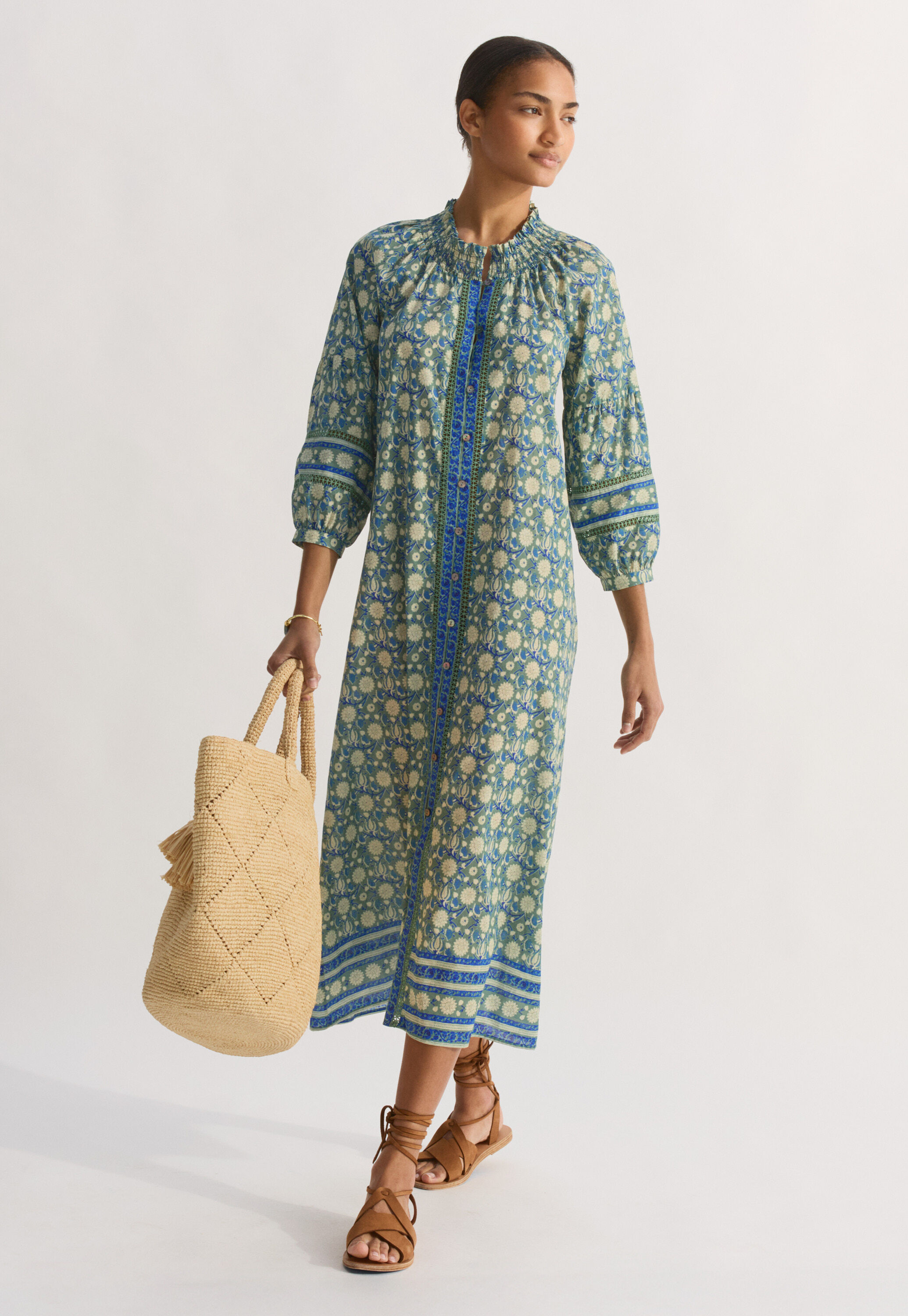 Bedrucktes Kleid mit Bord&uuml;re